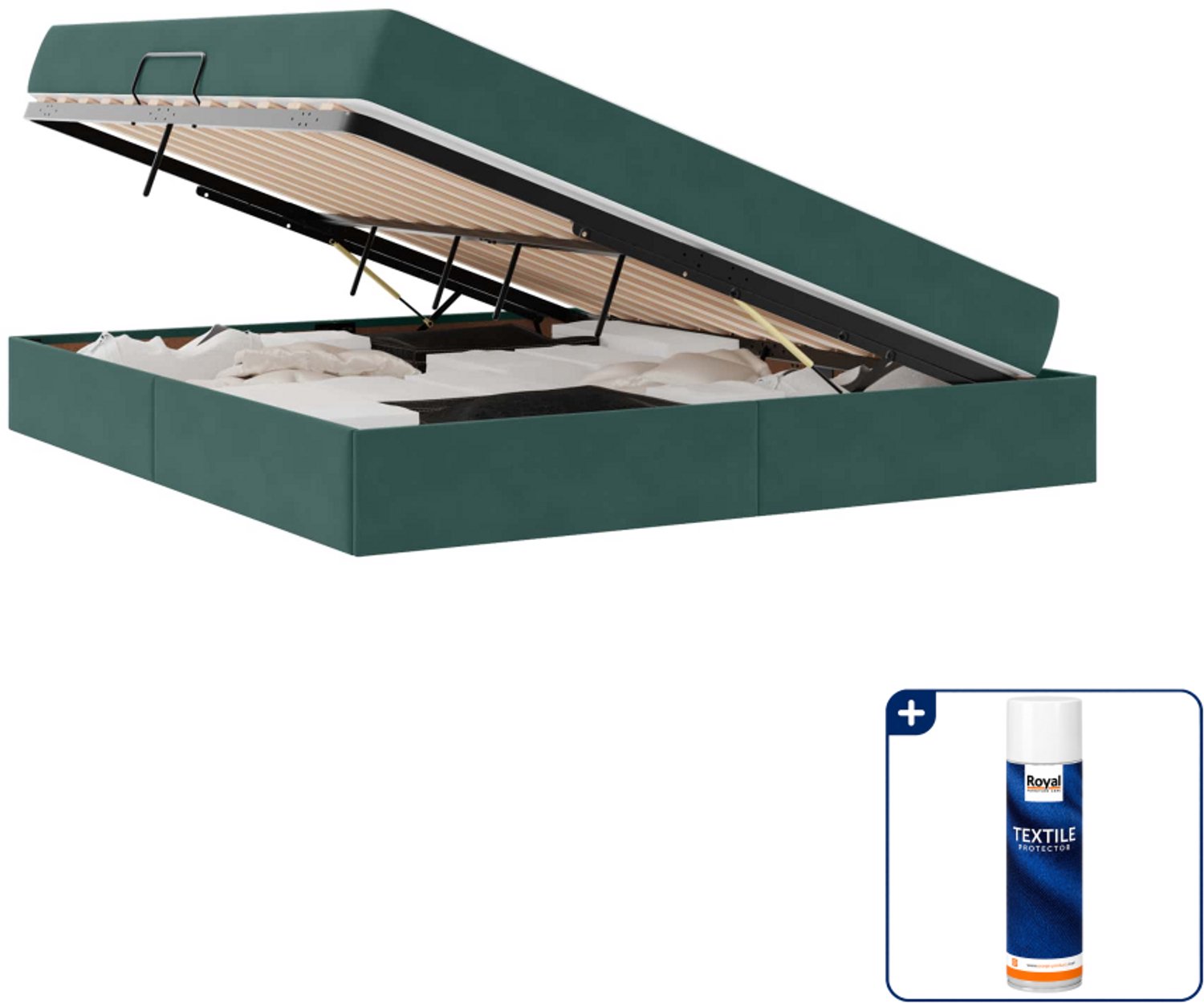 vidaXL opbergbed Kingsize - 180 x 200 cm - fluweel - donkergroen - Inclusief textielbeschermer 500 ml Bruin