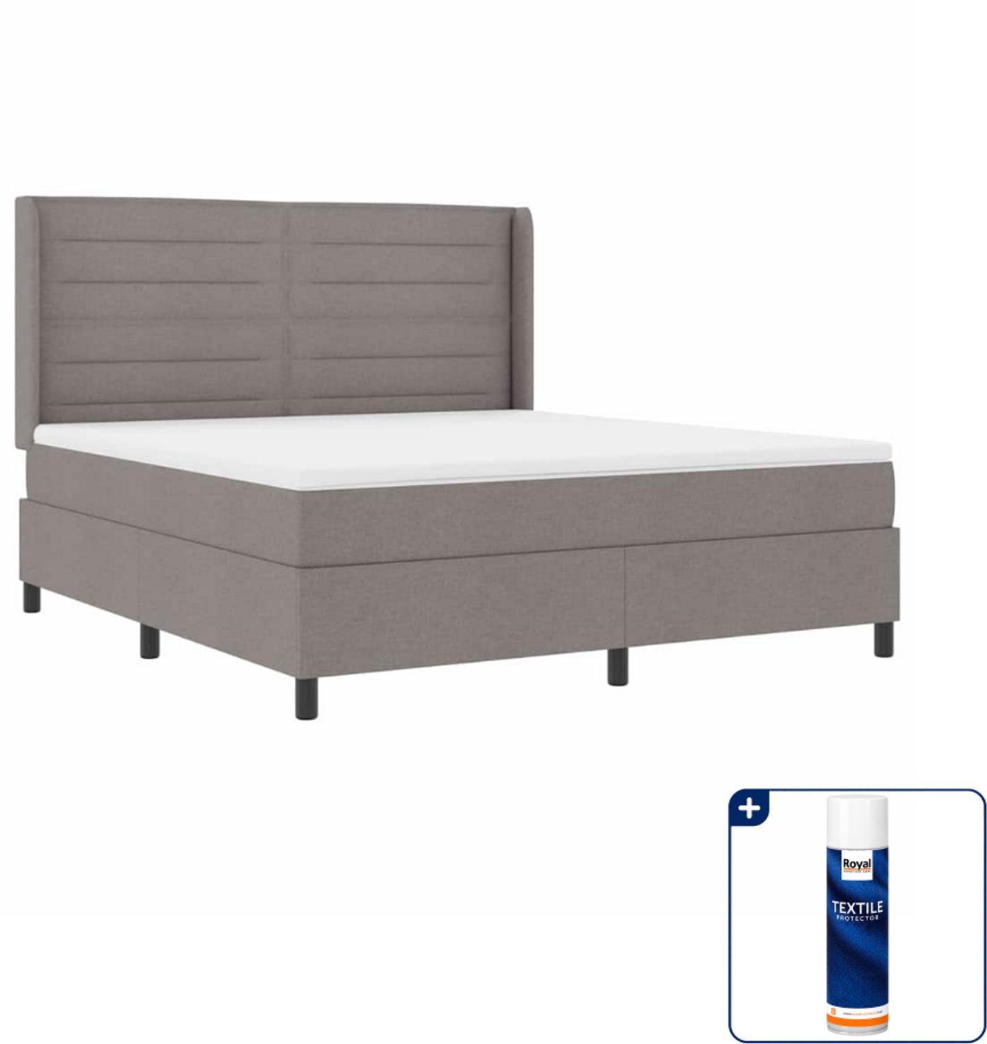 vidaXL Kingsize boxspring - 180 x 200 cm - taupe - Inclusief textielbeschermer 500 ml
