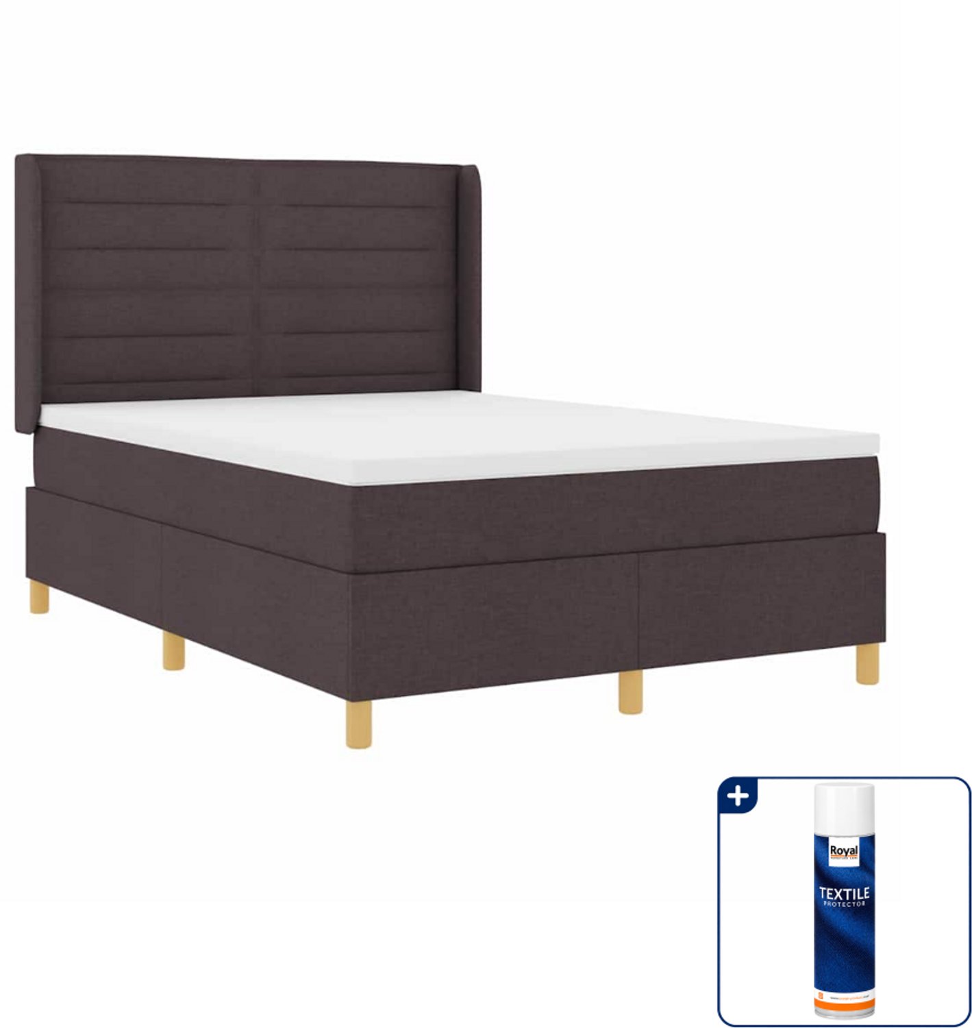 vidaXL Queensize boxspringbed - 160 x 200 cm - stof - bruin - Inclusief textielbeschermer 500 ml