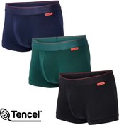 Undiemeister Korte Boxershort Heren - Donkere tinten - 3-Pack - Tencel - Zijdezacht - Ademend - Anti-Bacterieel & Naadloos Ondergoed - Premium Onderbroeken Heren - Maat L