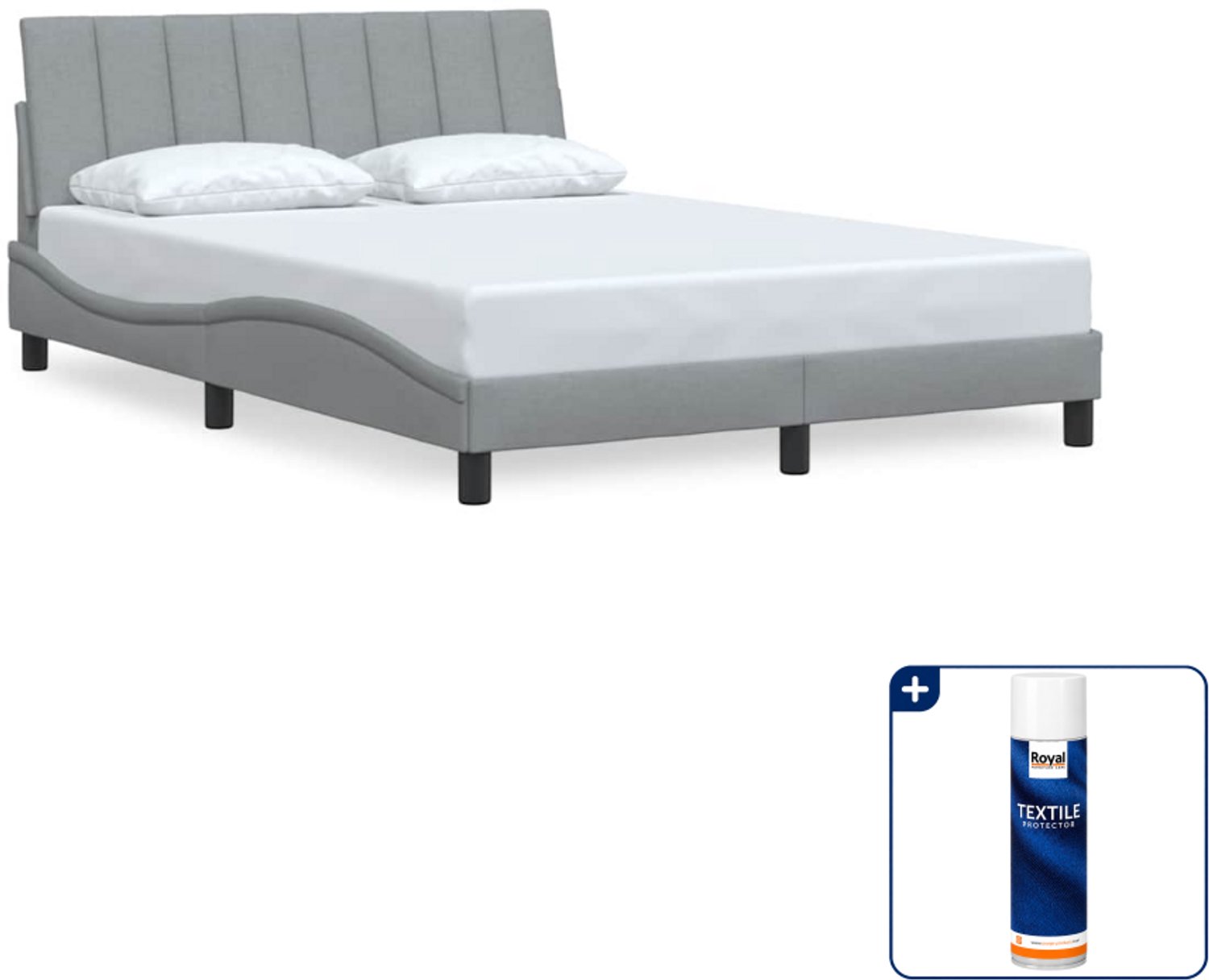 vidaXL bedframe Hanko - 140 x 190 cm - lichtgrijs - Inclusief textielbeschermer 500 ml
