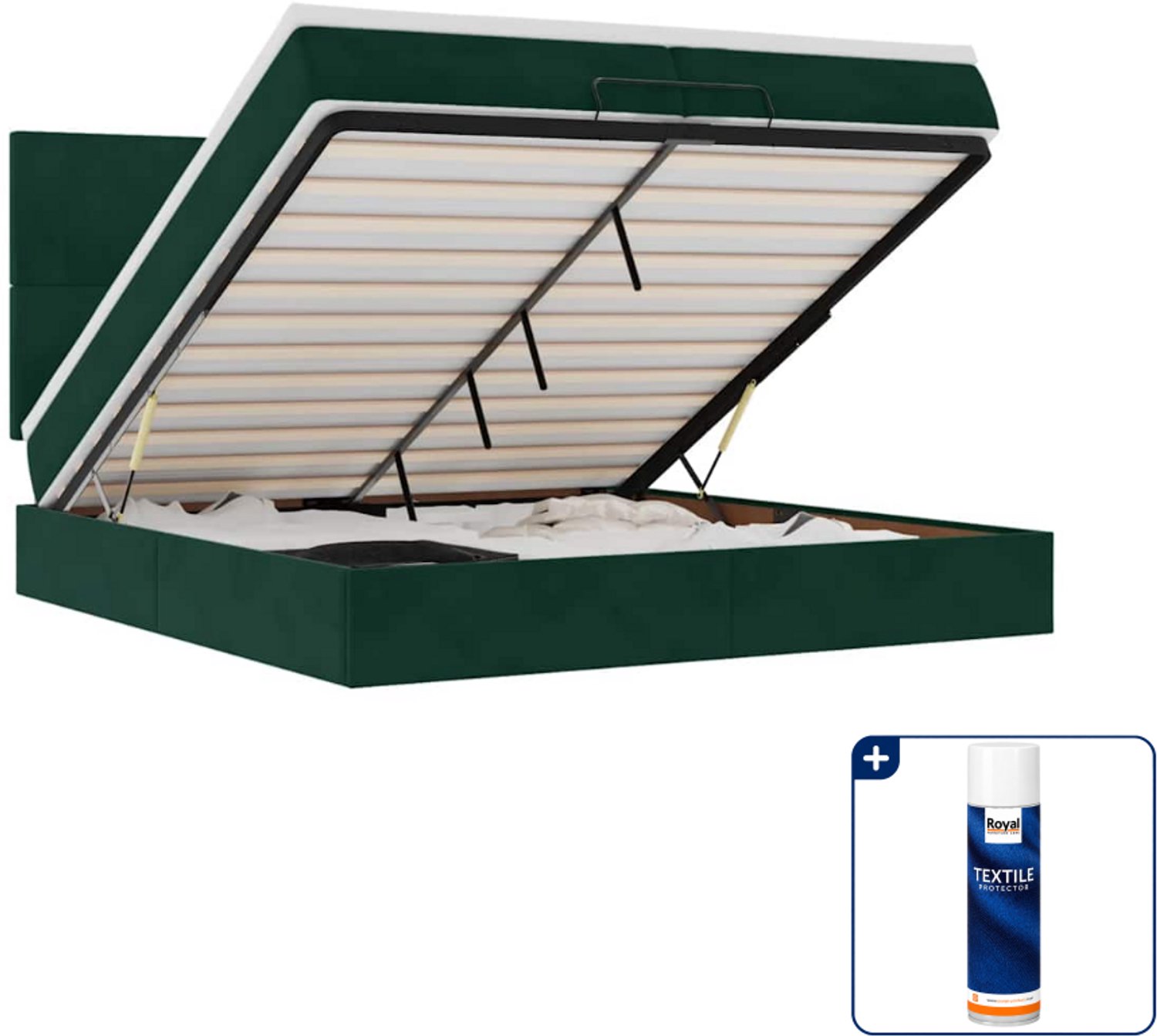 vidaXL Super kingsize bed - 200 x 200 cm - fluweel - donkergroen - Inclusief textielbeschermer 500 ml Bruin