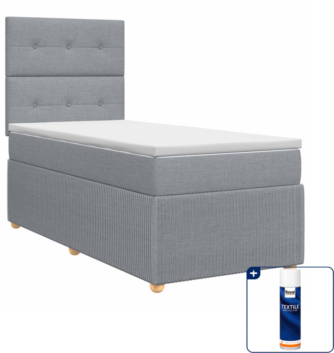 vidaXL boxspringbed - 90 x 190 cm - lichtgrijs - Inclusief textielbeschermer 500 ml