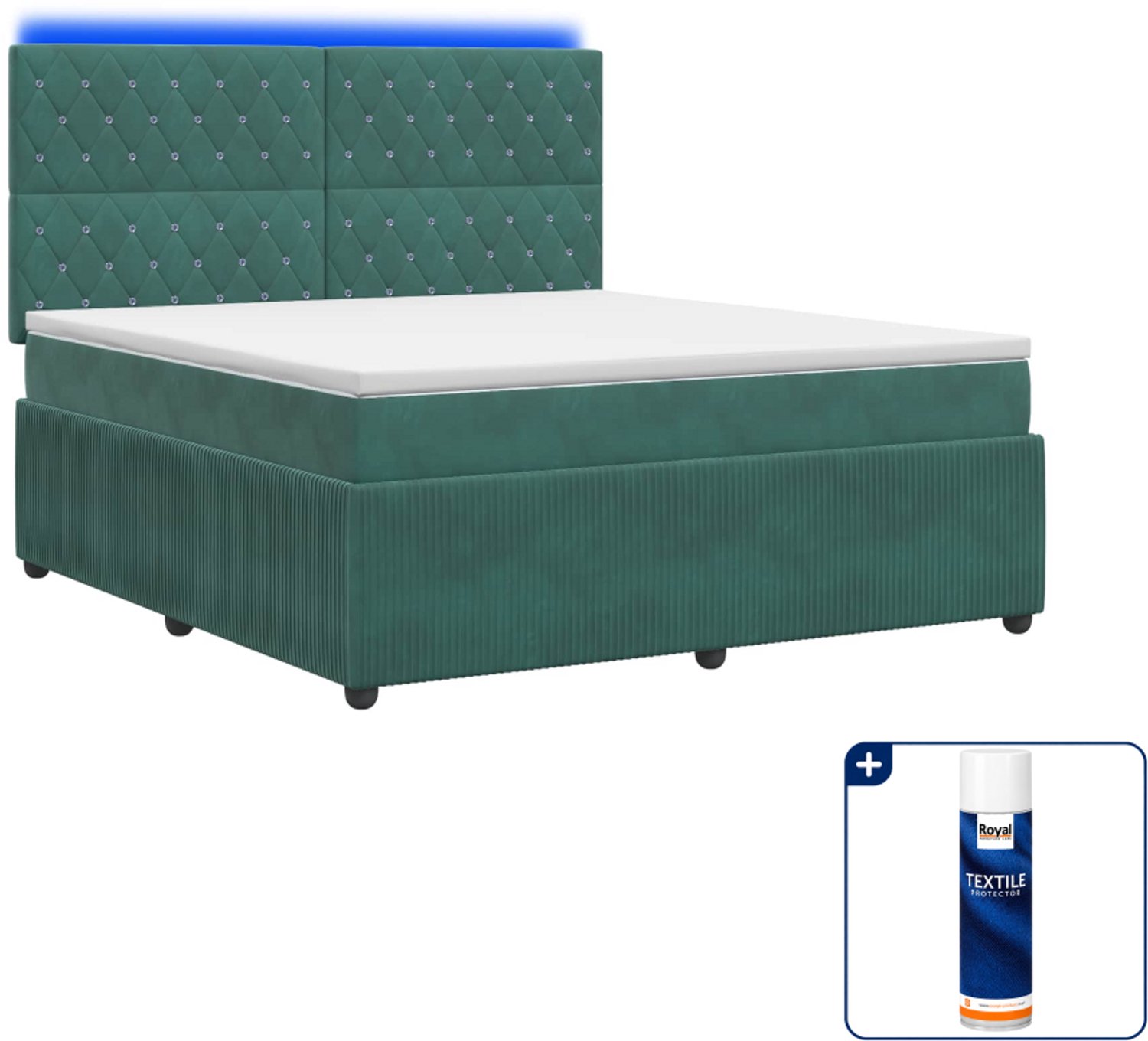 vidaXL Queensize boxspring met matras - 160 x 200 cm - donkergroen - Inclusief textielbeschermer 500 ml