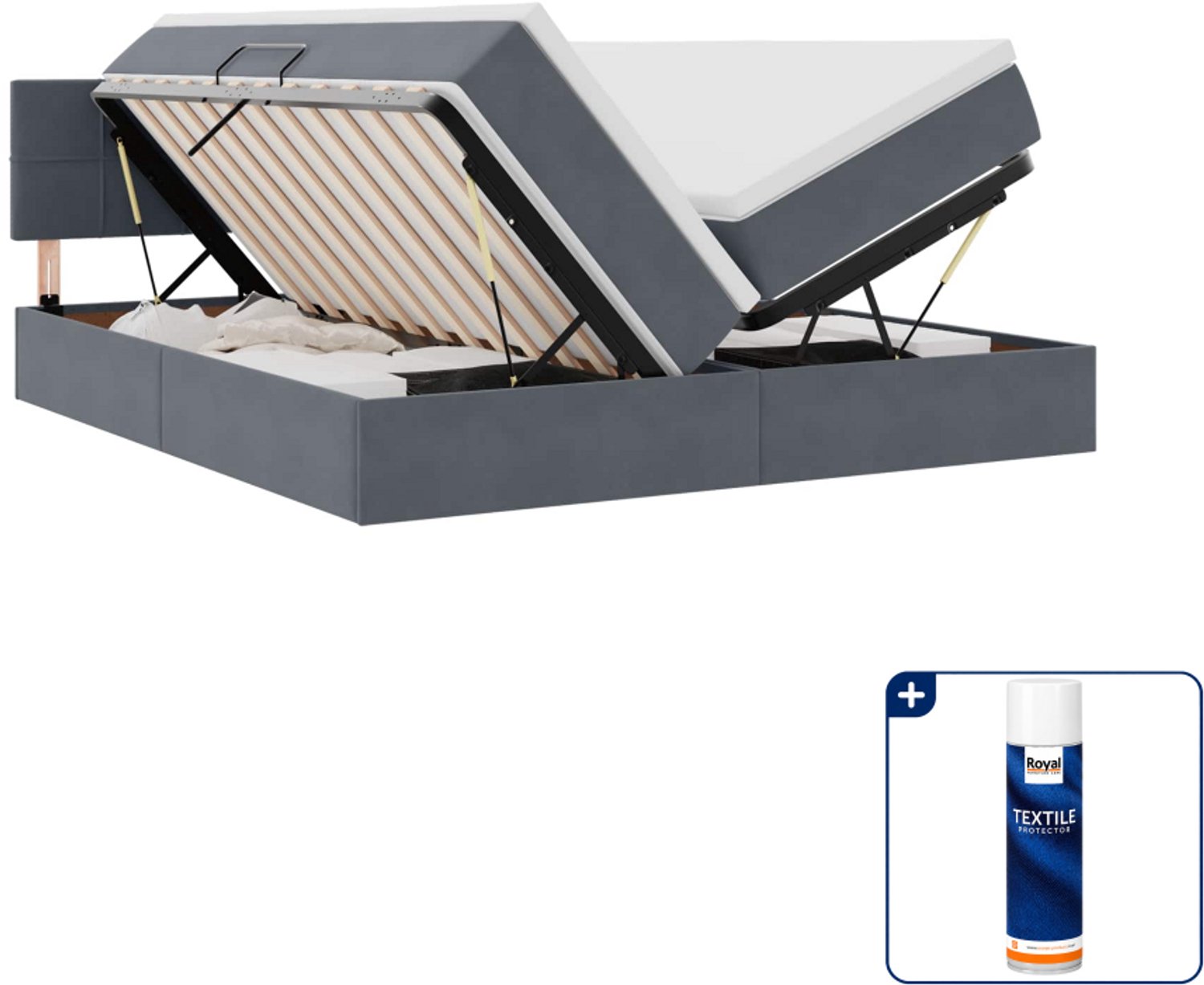vidaXL opbergbed - 2 stuks - 100 x 200 cm - fluweel - donkergrijs - Inclusief textielbeschermer 500 ml Zwart