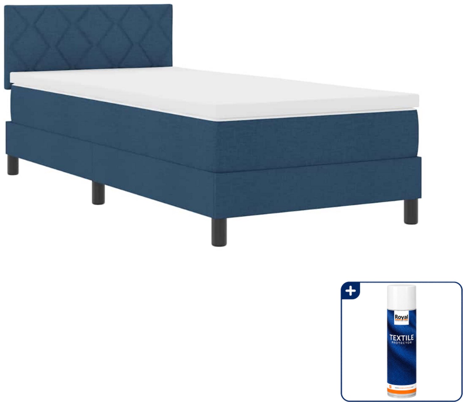 vidaXL boxspring met led - 100 x 200 cm - blauw - Inclusief textielbeschermer 500 ml