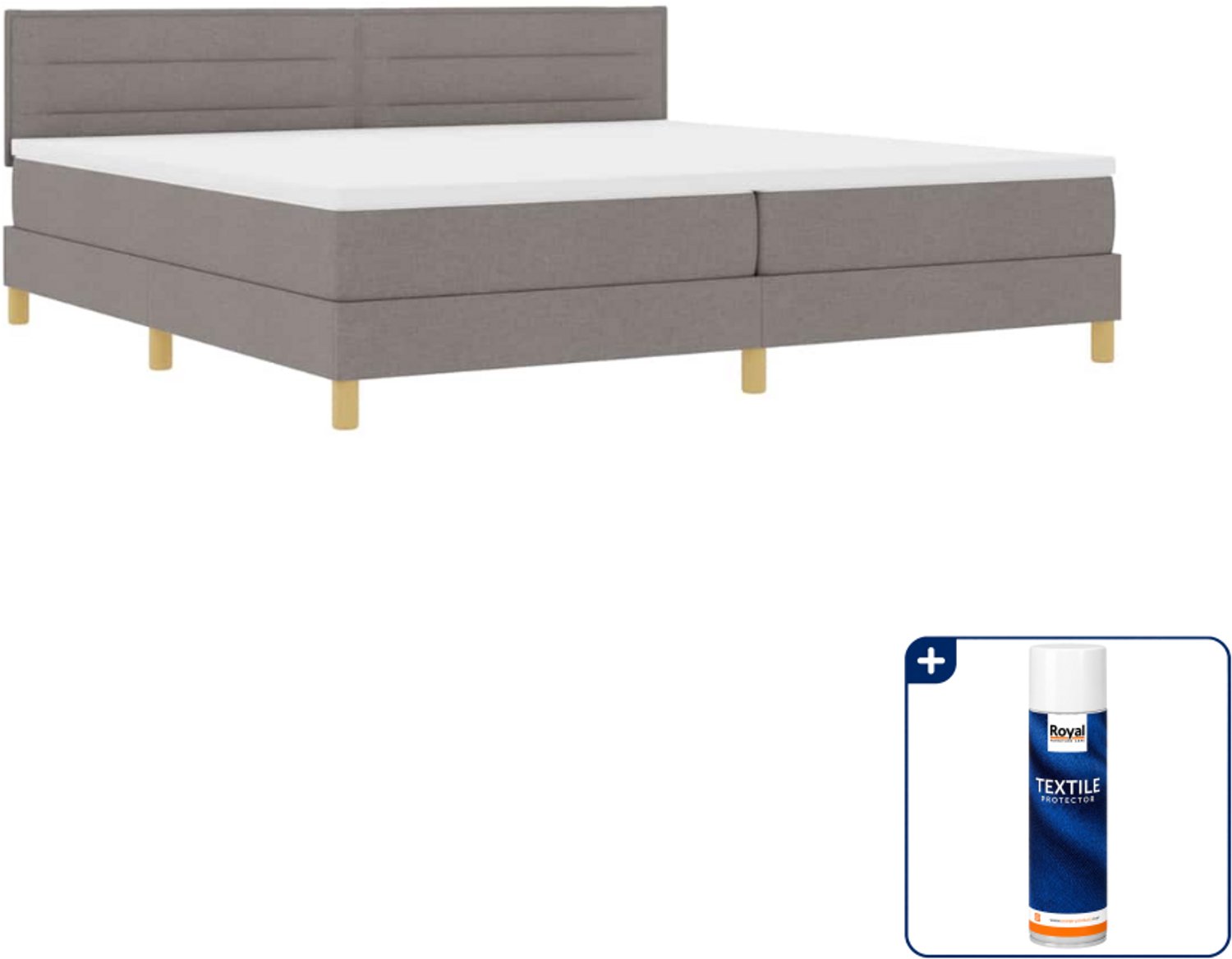 vidaXL led boxspring - 200 x 200 cm - taupe - Inclusief textielbeschermer 500 ml