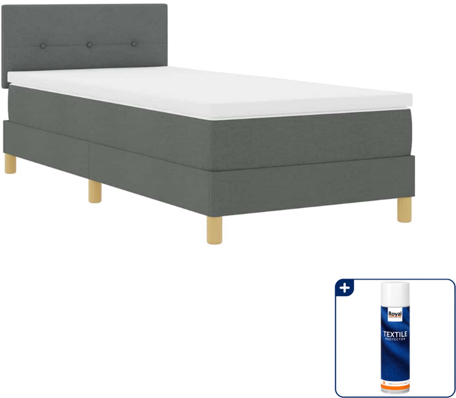 vidaXL boxspring - 90 x 200 cm - donkergrijs - Inclusief textielbeschermer 500 ml