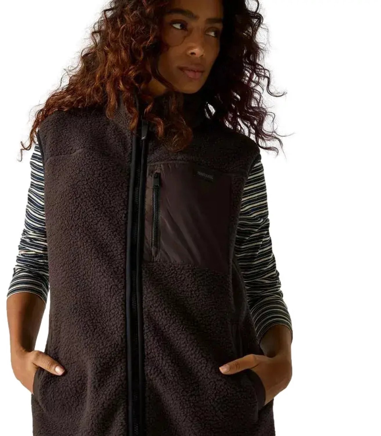 Mouwloze fleece voor dames Regatta Frankie Borg Longline Pure Chocolade
