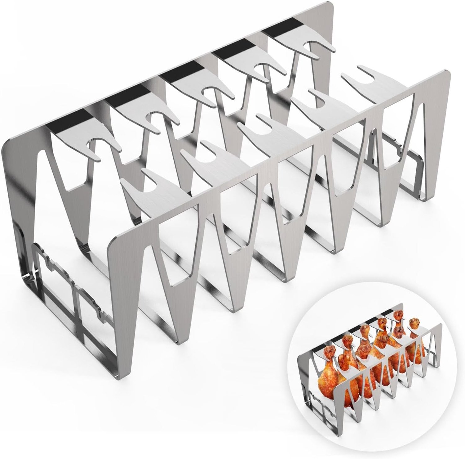 Grillhouder voor Spareribs - Zilver - 1-delige Set - Roestvrij Staal - Voor Mannen