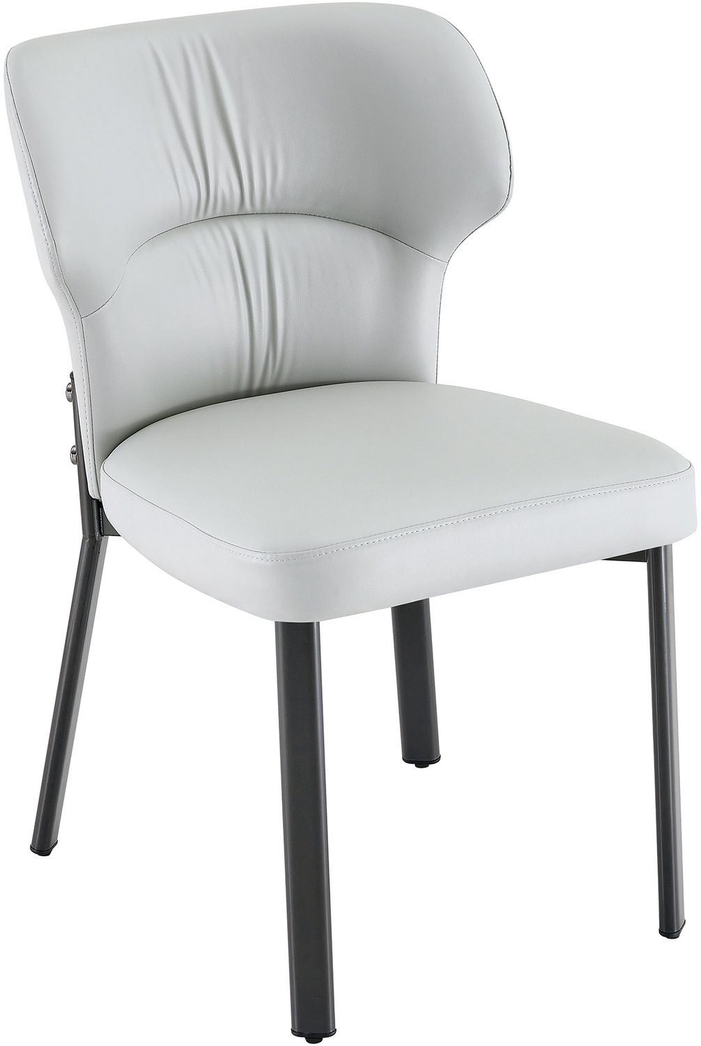 MUVANO Eetkamerstoelen set van 2 - Keukenstoelen met gepolsterde zitting - PU-kunstleer en zwart metalen frame - Zithoogte 48 cm - Eetkamer grijs