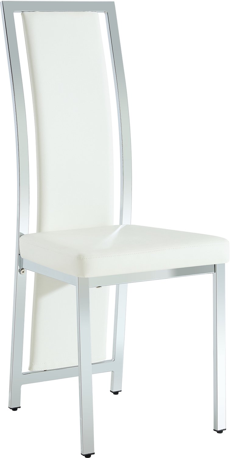 MUVANO Witte eetkamerstoelen van kunstleer set van 2 - Hoge gebogen rugleuning - Zilverkleurig metalen frame - 109 cm hoog - Voor eetkamer en kantoor
