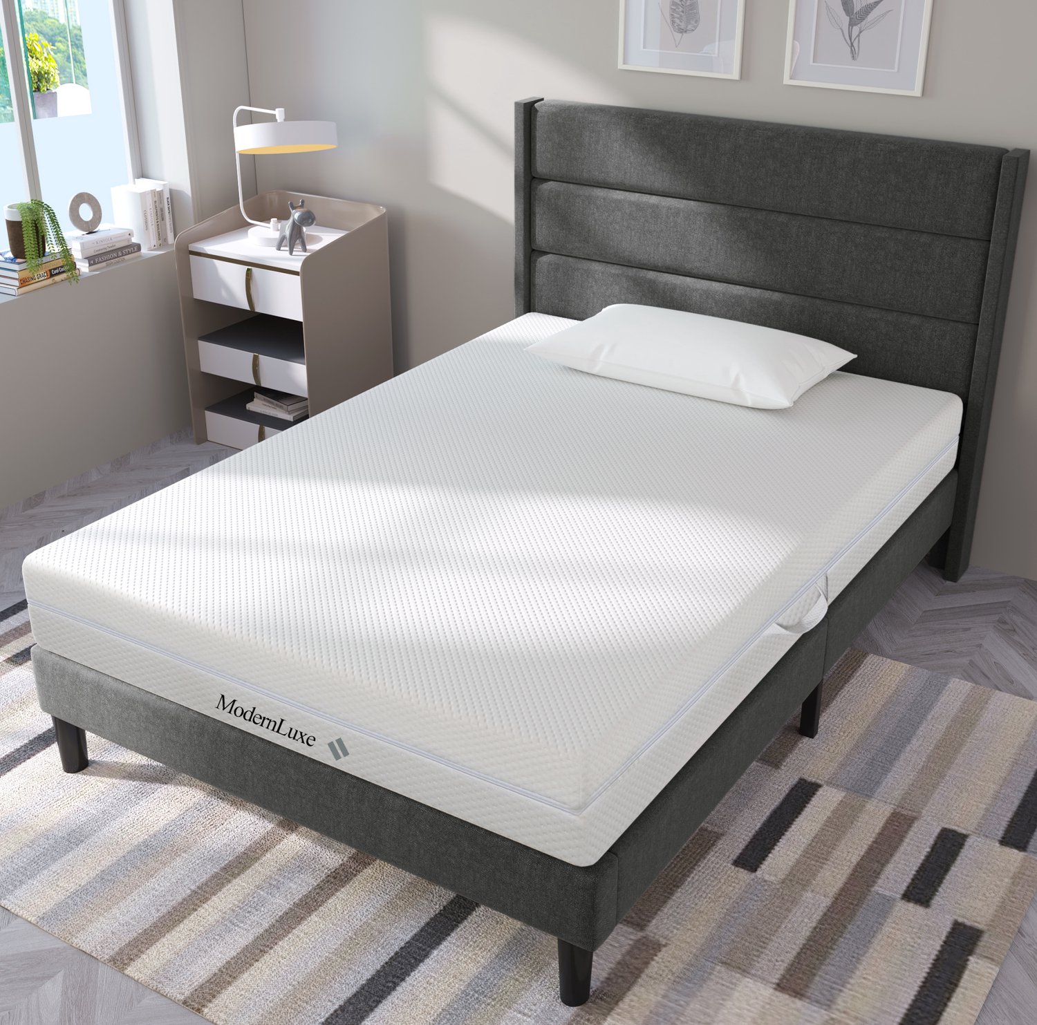 Maisentiel Koudschuimmatras 90 x 200 cm - 7 zones - 20 cm hoog - H2/H3 - wasbare tijk Wit