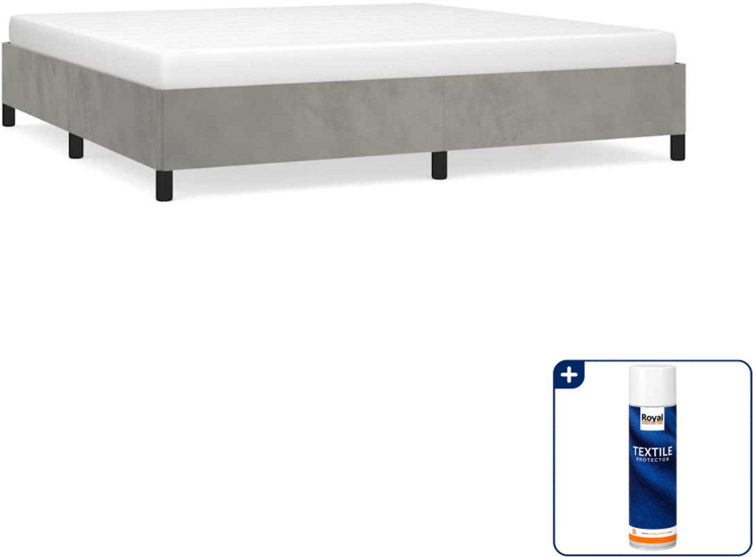 vidaXL bedframe - 200 x 200 cm - fluweel - lichtgrijs - Inclusief textielbeschermer 500 ml
