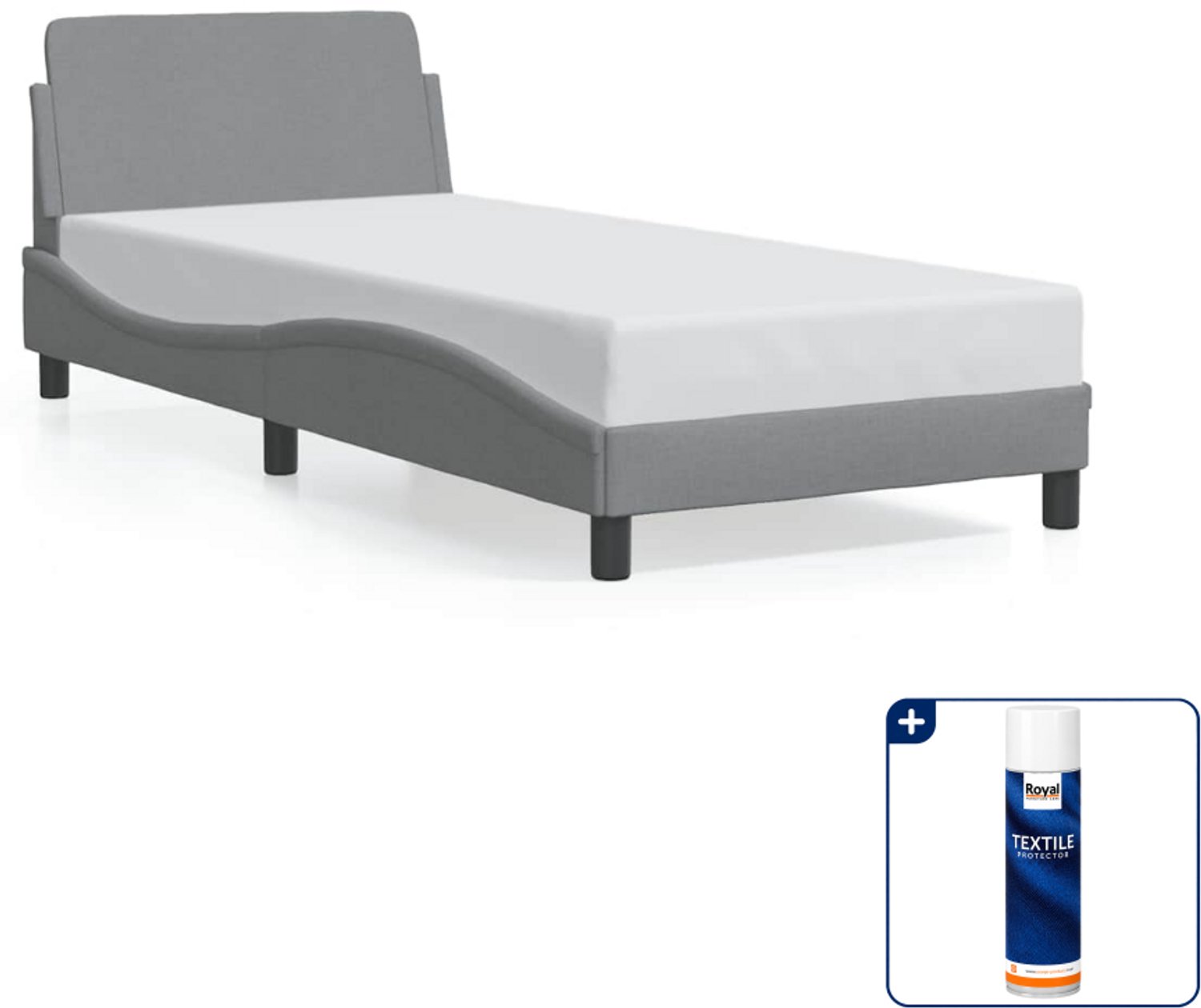 vidaXL Dover bedframe - 90 x 190 cm - stof - lichtgrijs - Inclusief textielbeschermer 500 ml