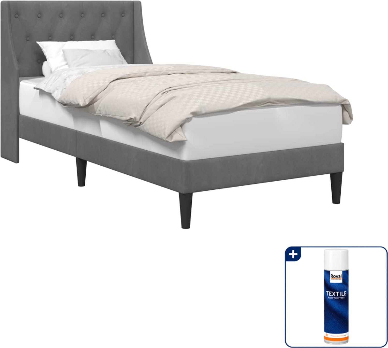 vidaXL bedframe - 80 x 200 cm - fluweel - donkergrijs - Inclusief textielbeschermer 500 ml