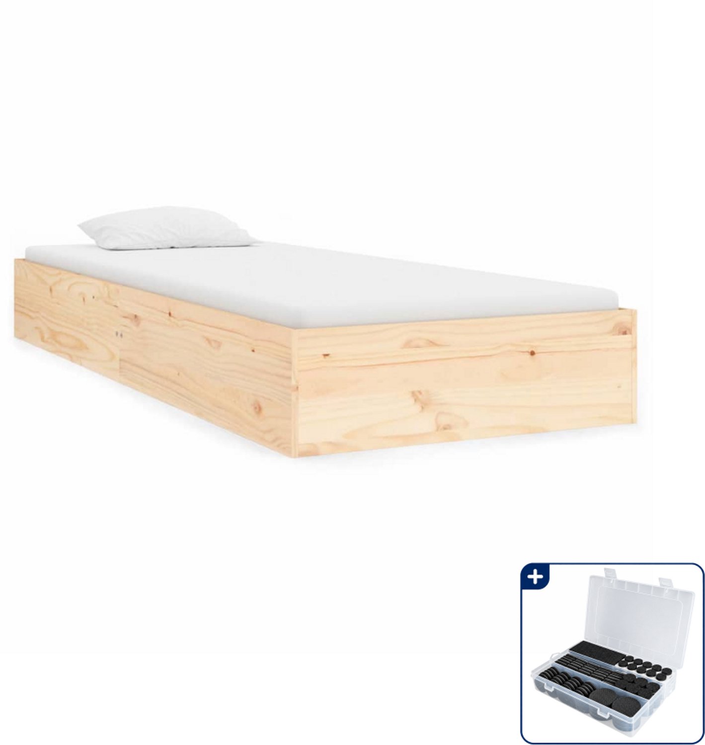 vidaXL bedframe - 90 x 190 cm - massief grenenhout - Inclusief antikrasvilt 177-delig Bruin