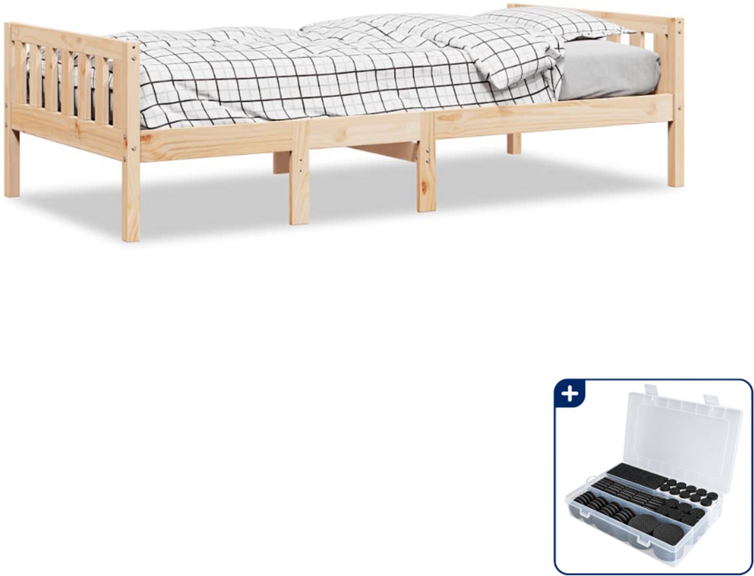 vidaXL kinderbed 90 x 190 cm - massief grenenhout - Inclusief antikrasvilt 177-delig Bruin