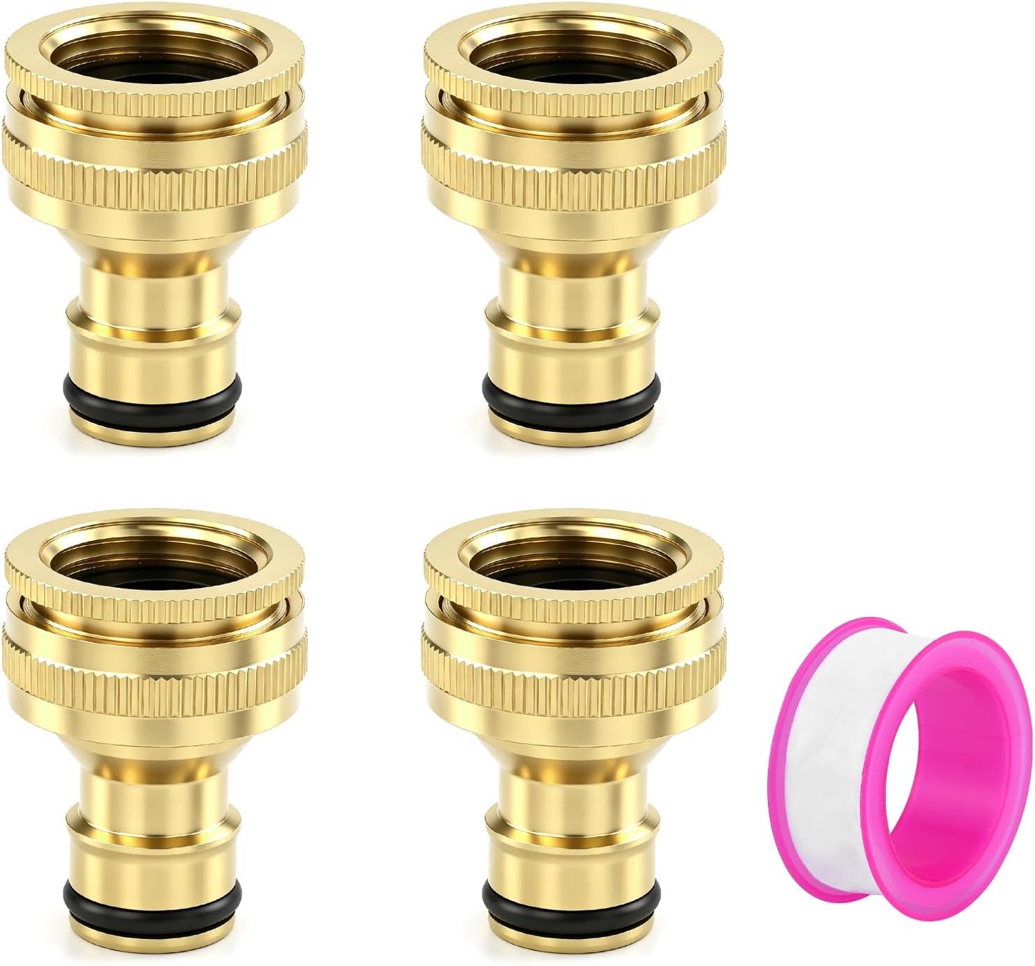 4 stuks messing tuinkraanverbinders, 1/2 inch en 3/4 inch 2-in-1 adapter vrouwelijk naar slot vrouwelijk