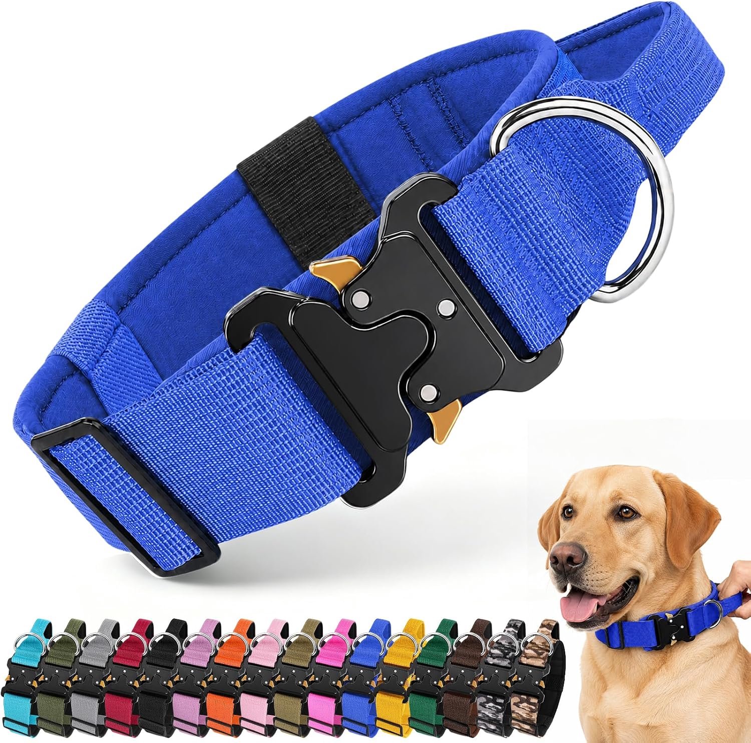 Halsband voor middelgrote en grote honden (donkerblauw, M)