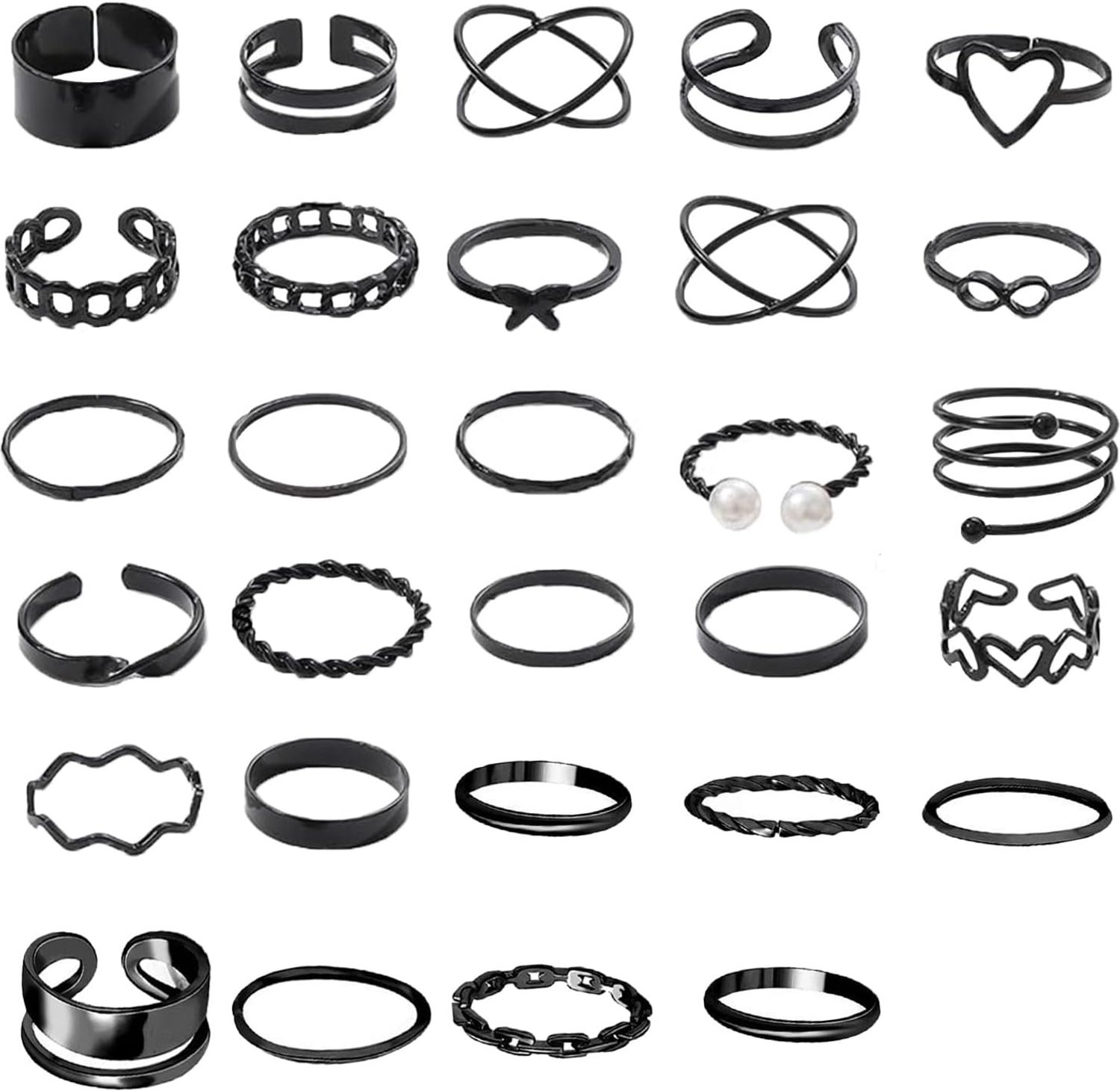 Ringen Chunky zwart voor vrouwen van legering zilveren ring voor tieners en meisjes draaibare open ringen verstelbaar persoonlijkheid verstelbaar modesieraad