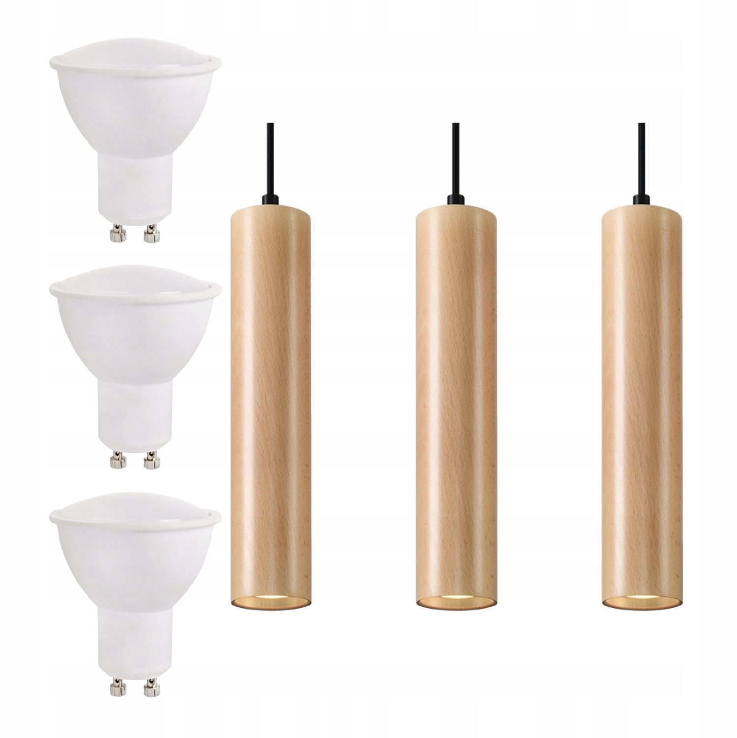 LORENTO 3 hanglamp natuurlijke hout 06.351.38 LUMILO + LED lampen