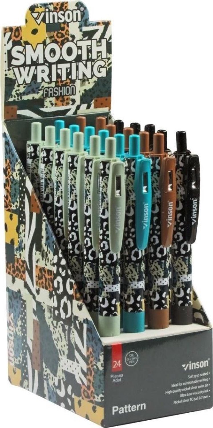 Automatische Pen Fashion Patroon Blauw - 24 Stuks