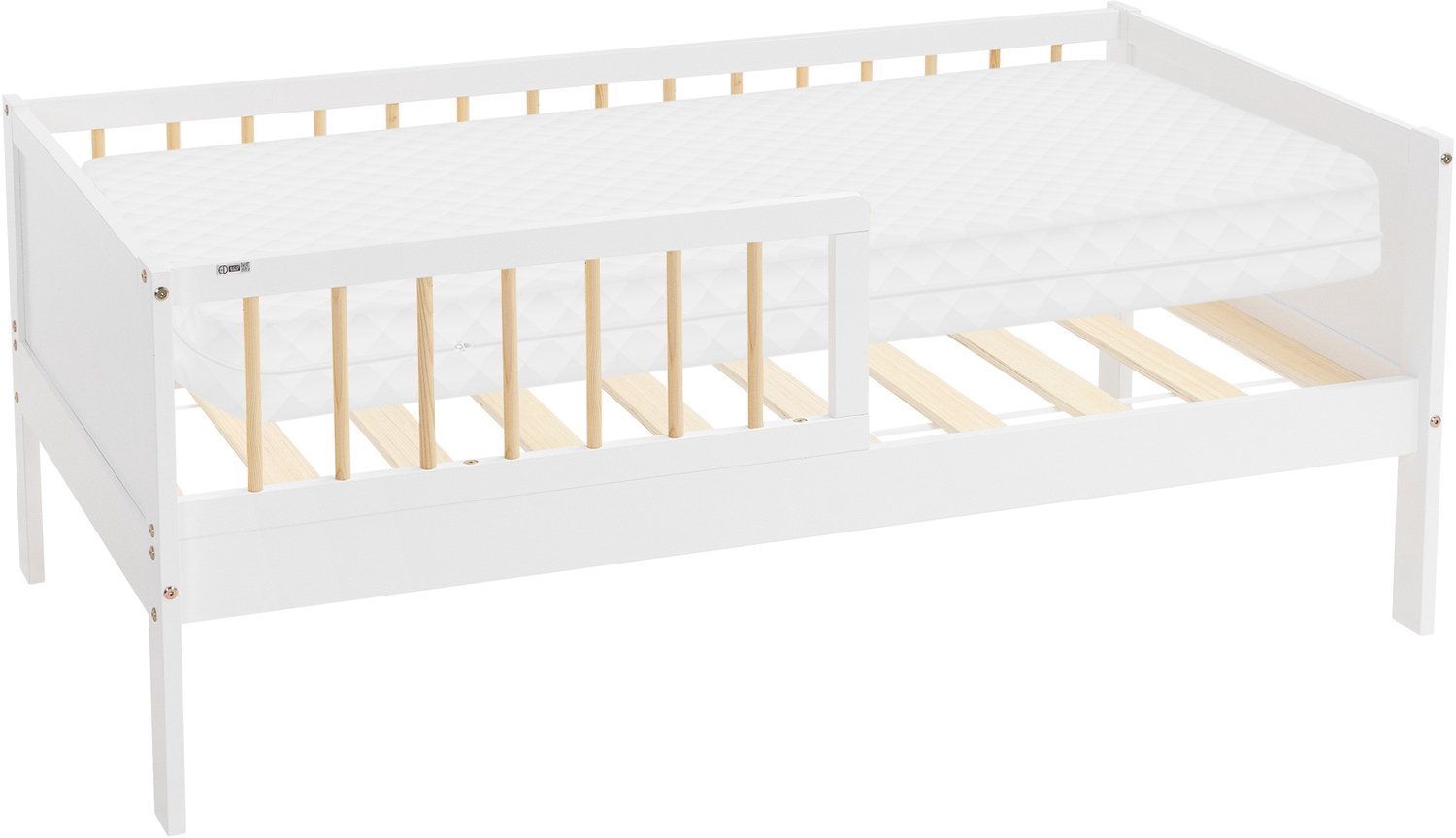 ml-design ML Design huisbed serie kinderbed 70x140 cm wit naturel met dak lattenbodem en koudschuim matras massief grenenhout stabiel houten speelbed voor meisjes en jongens junior bed met valbeveiliging vloerbed in voor kinderkamer Groen