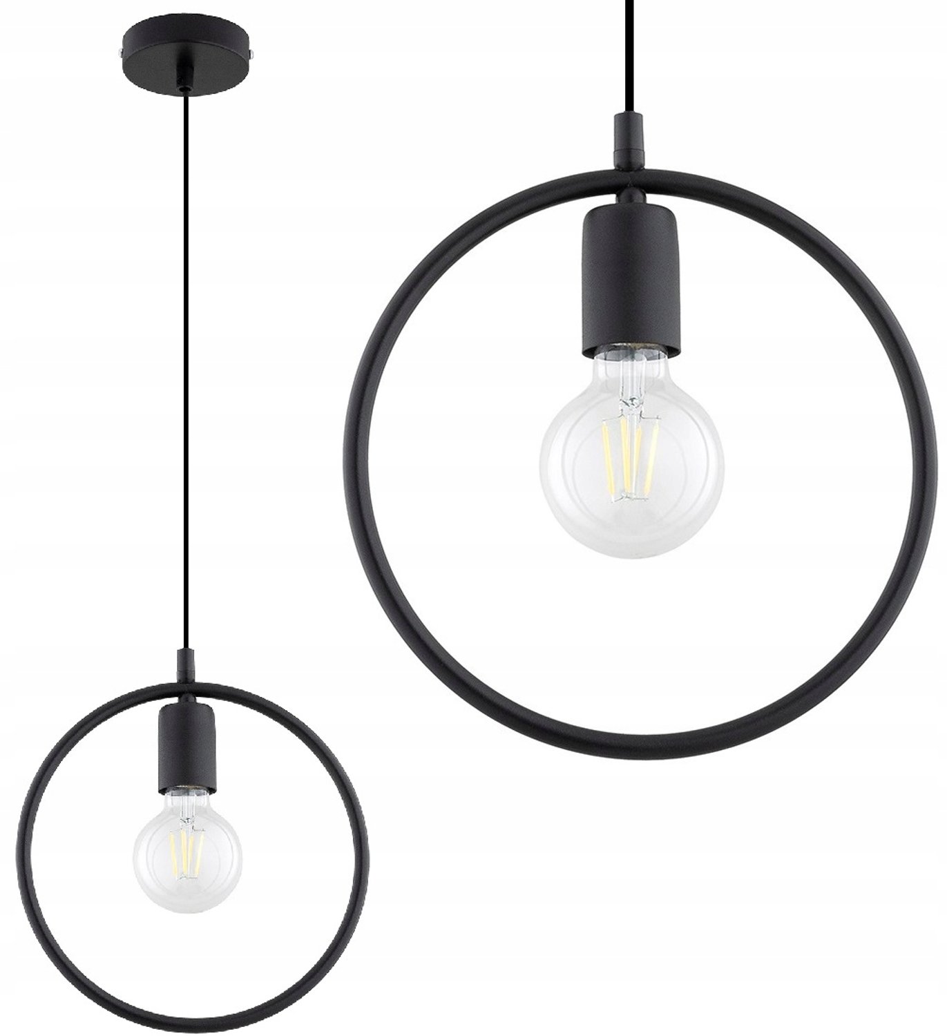 Moderne Ring Plafondlamp Zwart E27 - Stijlvolle Verlichting