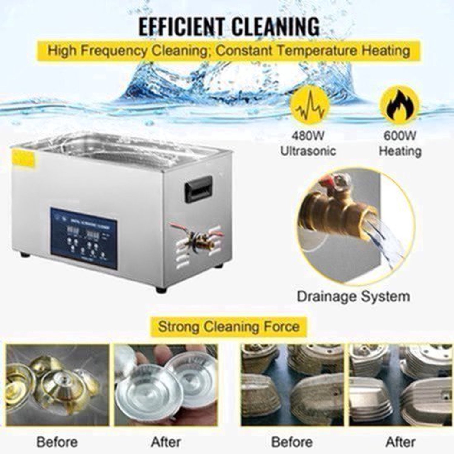 Ultrasone Reiniger – Ultrasoon Schoonmaakapparaat – Sieradenreiniger – Brillenreiniger – 22 Liter Roestvrij Stalen Tank – Dual-Frequency Technologie