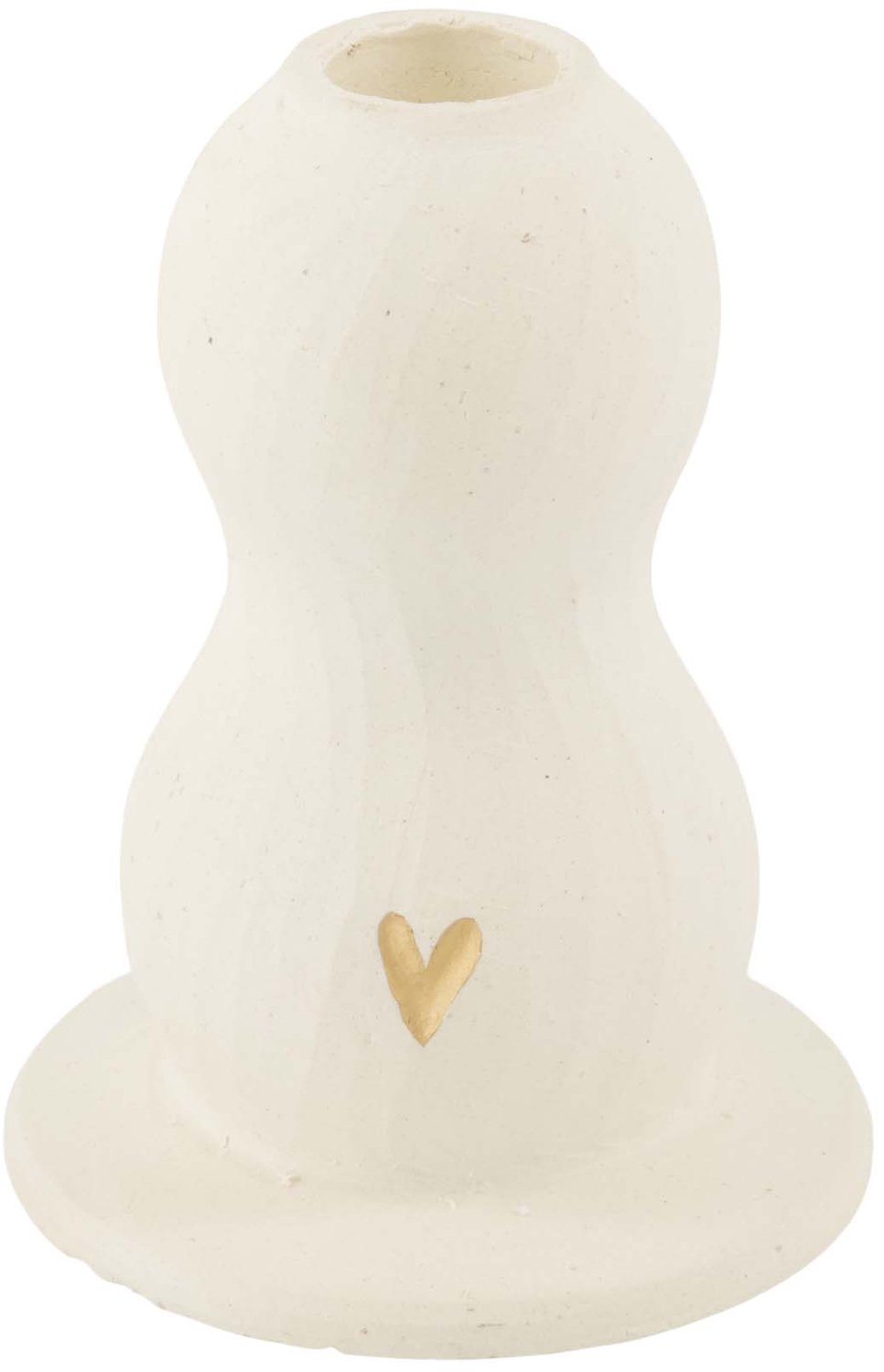Zusss Candle Holder Ceramic Heart Organic Keramiek White / Gold