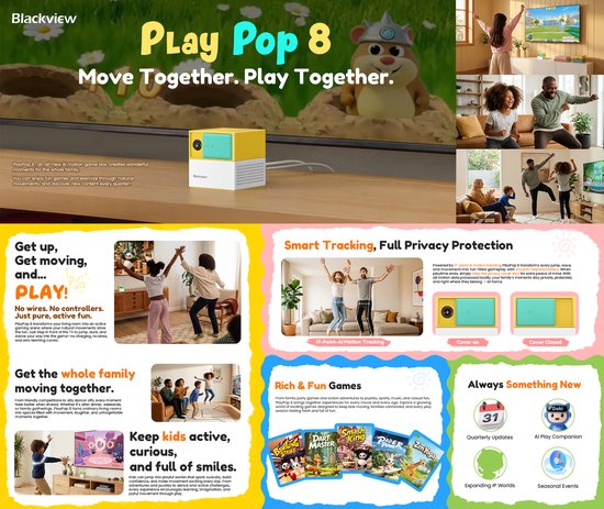 Blackview PlayPop 8 - Dunne lichte bewegingsspelconsole - zonder controller - gezinsspel voor meerdere spelers - privacy camera - Wi-Fi 6 - Bluetooth 5.0 - crèmekleur — cadeau in Elektronica - foto 3