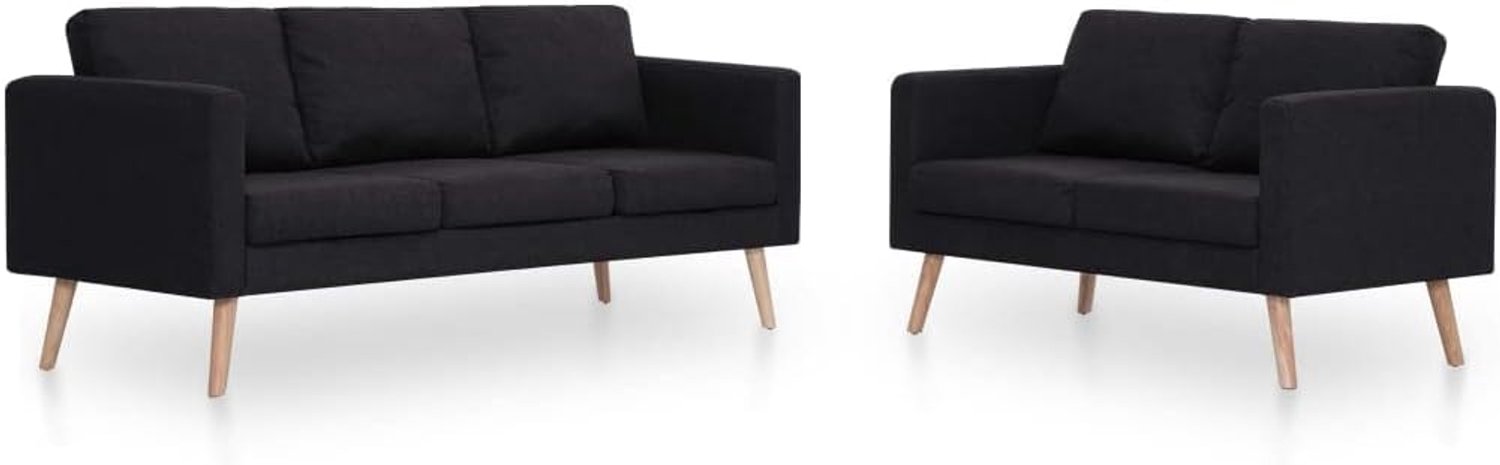 Slaapbank Kantoor Sofa 2-delig Sofa Set Stof Zwart voor Woonkamer, Slaapkamer, Kantoor