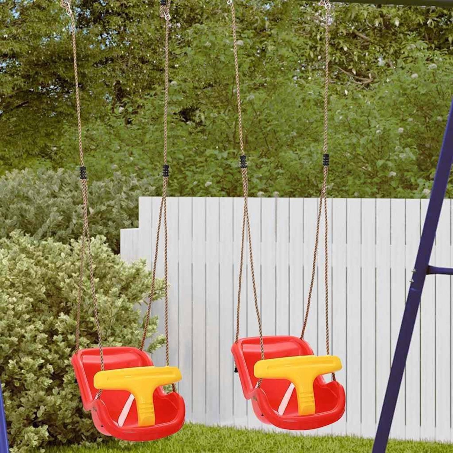Set van 2 babyschommels van kunststof in rood, schommelzitje voor kinderen, binnen en buiten speelplaats, 36 x 43 x 42 cm