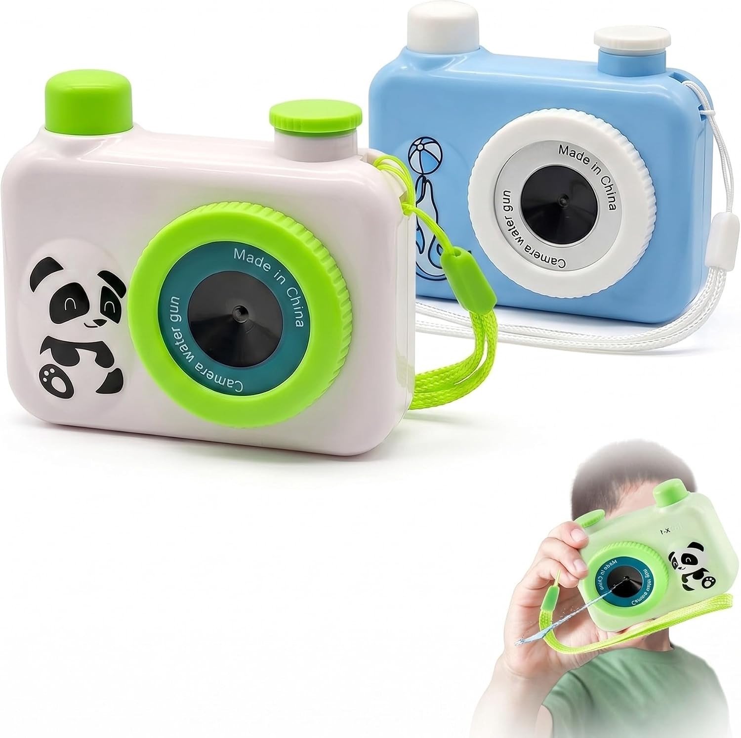 Waterpistolen voor Kinderen in Camera Ontwerp, Blauw en Wit, Perfect voor Strand, Zwembad en Zomerfeesten