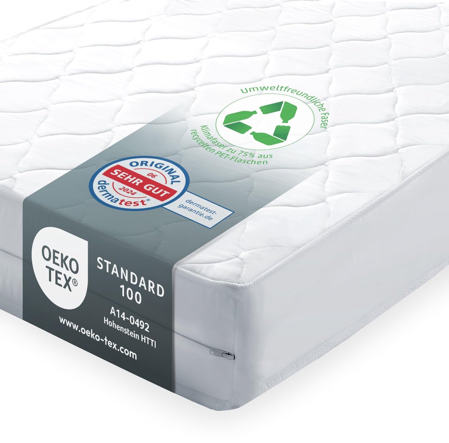 sun_garden Comfortschuimmatras 90 x 200 cm - Oeko-Tex 100 - wasbare hoes tot 40 °C naturweiss