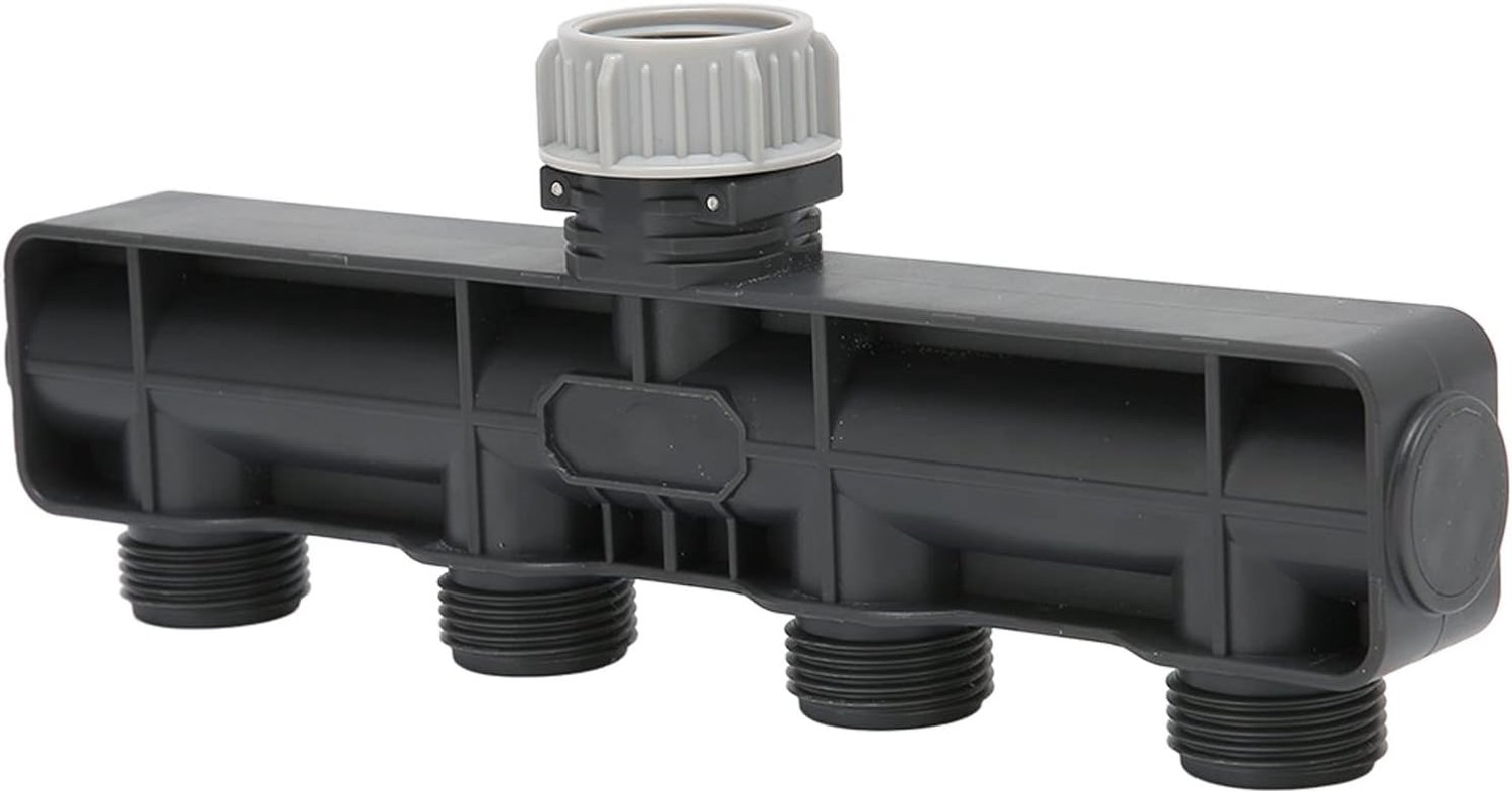4-weg Tuinkraan, Watersplitter Irrigatieklep, Kraanverdeler van PP-materiaal 4 Waterbronnen met Hoog Debiet G3/4 Binnendraad, Geschikt voor Tuin, Terras, Boerderij, Keuken,