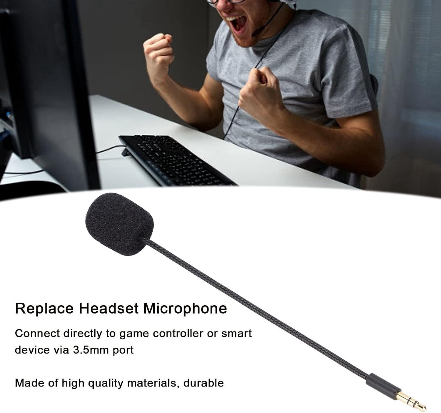 Vervangbare 3.5mm Game Controller Microfoon voor Duidelijke Stemcommunicatie, Compatibel met Diverse Gaming Headsets zoals Cloud Flight/S, RIG 700 en Turtle Beach One – foto 2