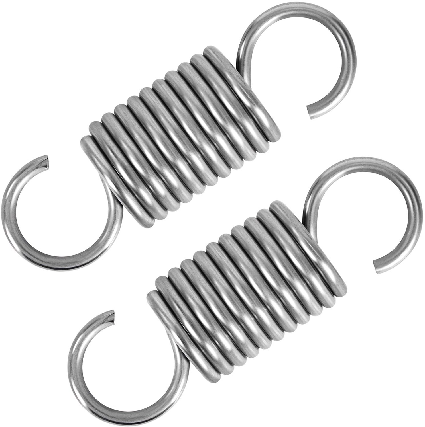Verlengveren met haak, roestvrij staal, spankracht tot 14 kg, 60 mm lengte, 20 mm diameter, set van 2 voor diverse toepassingen