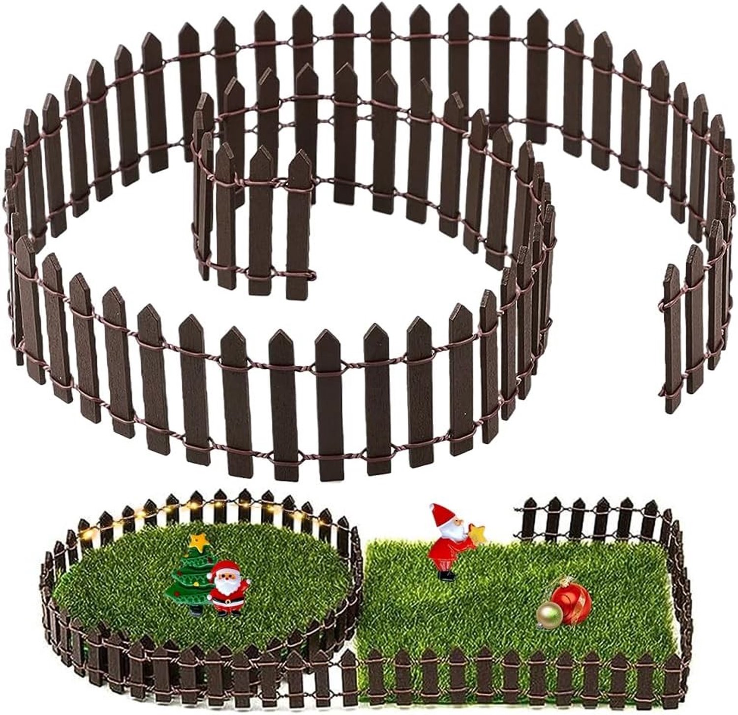 Miniatuur Tuinaccessoires voor Gnome, Houten Minihekje en Deurdecoratie voor Poppenhuis, Perfect voor Kerst en Feestelijke Tuinmodellen, 90x5cm
