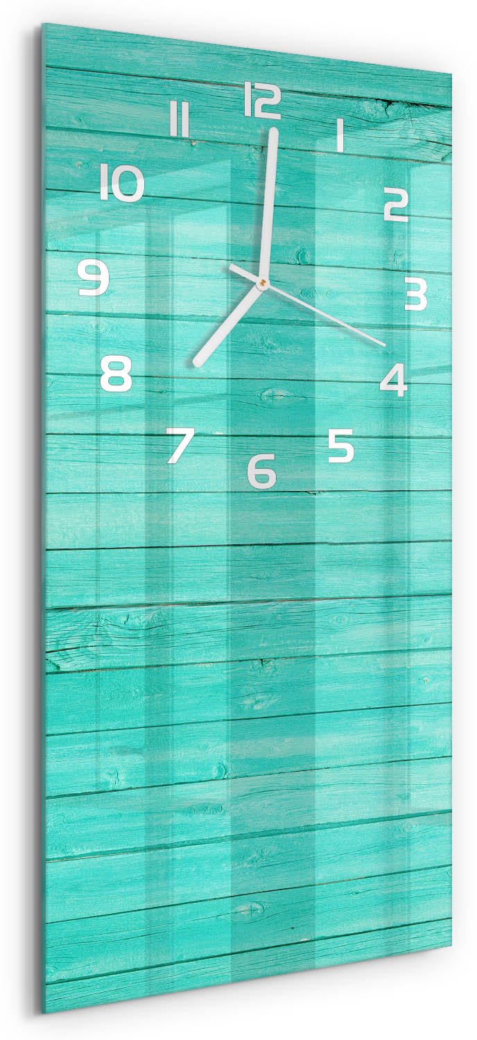 Tulup Wandklok - Groene borden Gekleurde Glazen Klok - 30x60 cm - Groente Glazen Klok Met Print - Witte handen - Rechthoekige Klok - Moderne Wandklok Glas - Wandklok Glas Decoratie