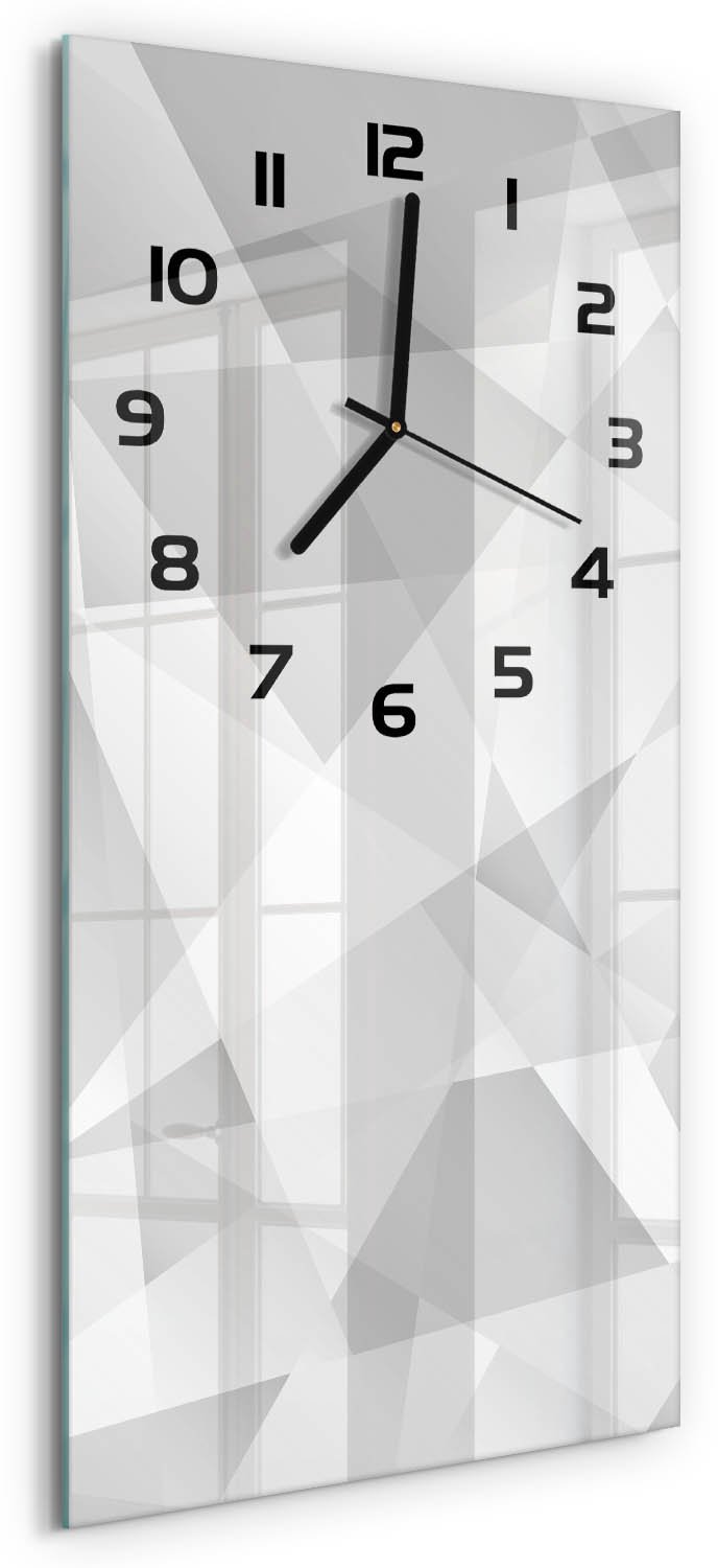 Tulup Wandklok - Abstracte achtergrond Klok Glas Met Opdruk - 30x60 cm - Grijs Moderne Wandklok Glas - Zwarte handen - Rechthoekige Klok - Decoratieve Glazen Klok - Glazen Wandklok Design