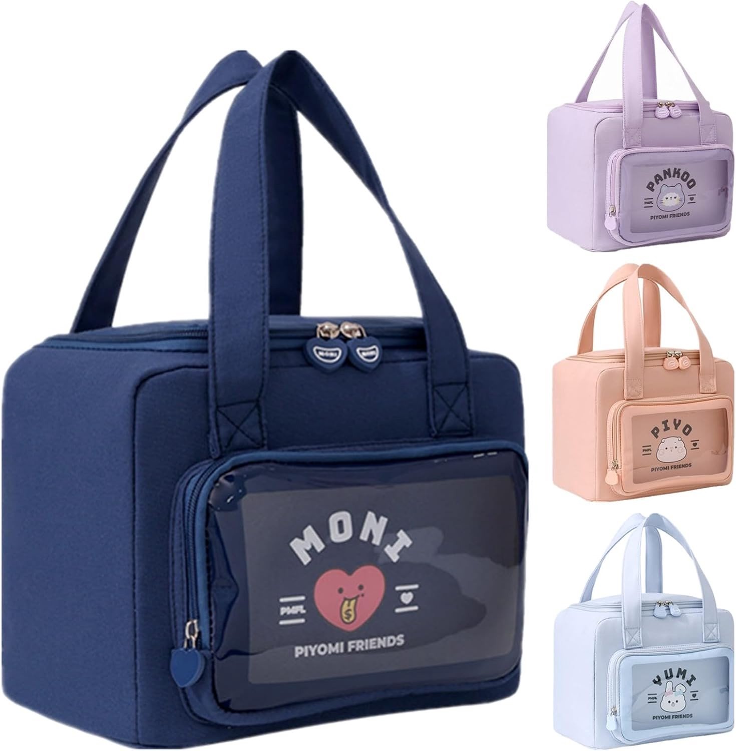 Lunchtas voor Vrouwen, Mannen en Studenten - Perfect voor Picknicks en Dagelijks Gebruik (Navy Blauw met Hart)