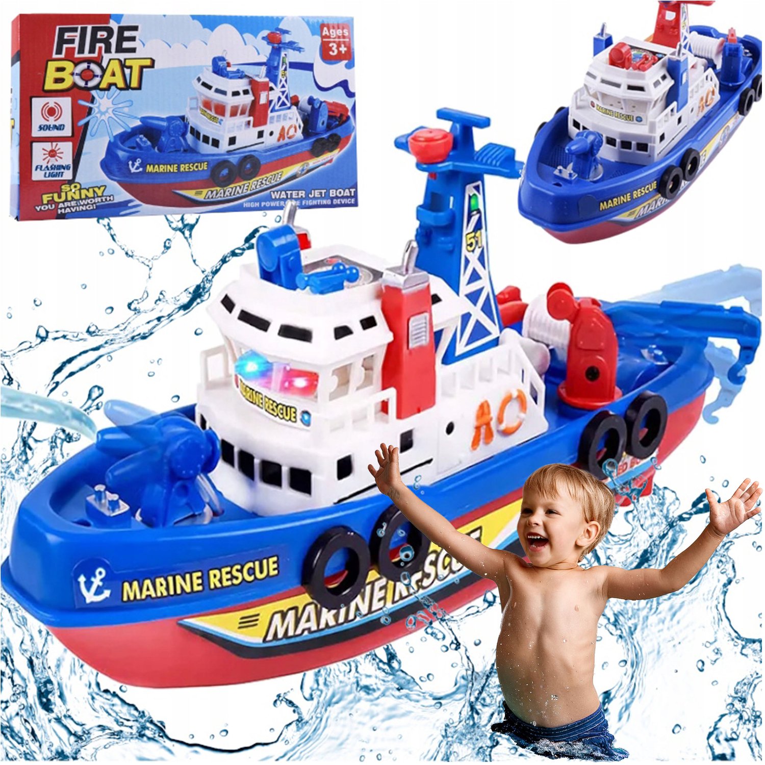 Varend Schip Speelgoed met LED & Waterkanon - Bad & Zwembad Plezier