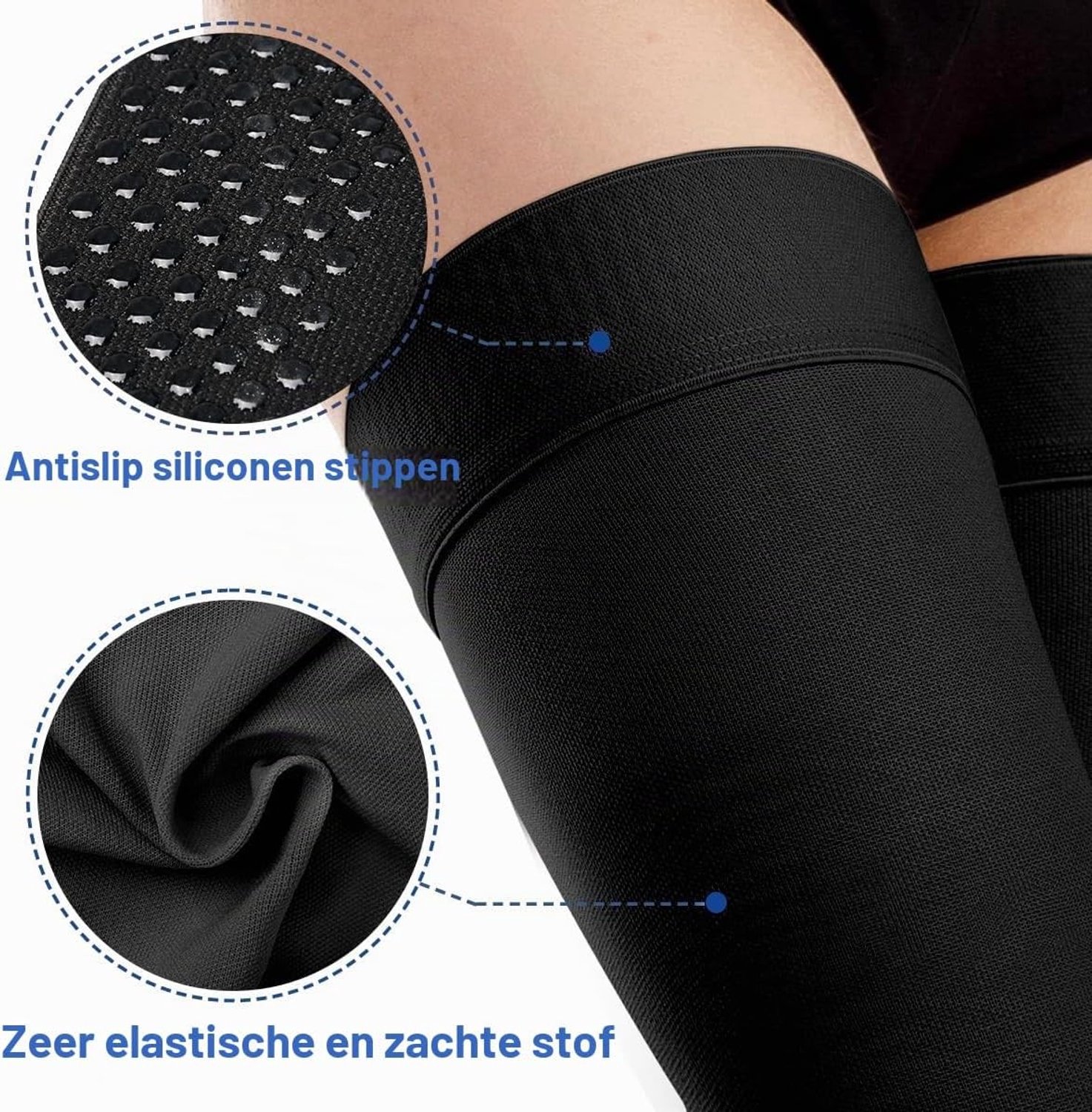 Compressiekousen voor Dames en Heren 20-30mmHg, Ondersteunende Kousen voor Varices en Oedeem, Gesloten Teen en Lange Thigh Design
