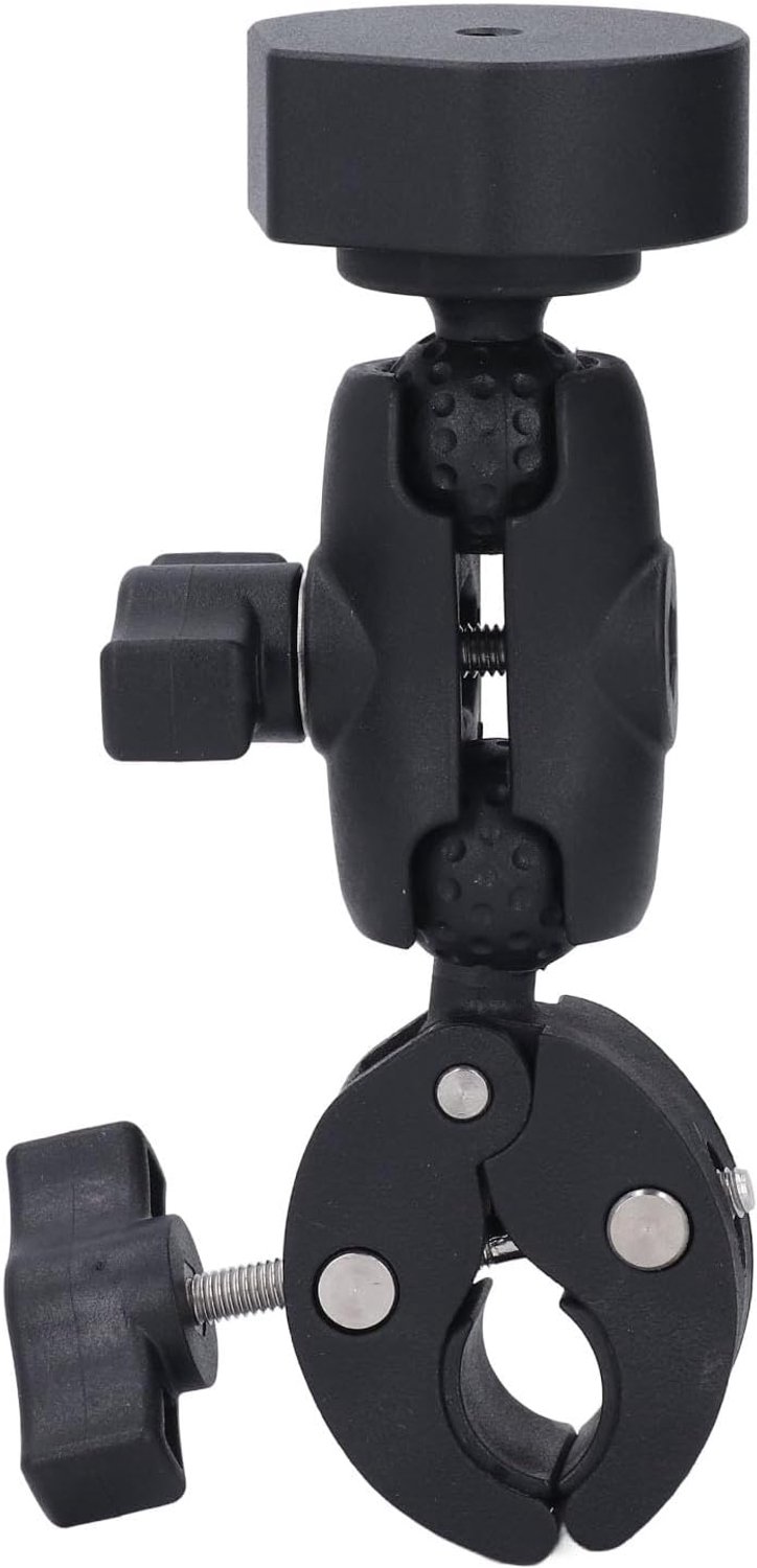 Satellietmontagebeugel Aluminium verstelbare hoekklem met adapter Compatibel met mini-satellietapparaten voor campers, motorfietsen, boten, jachten, palen en voertuigen, zilveren (Zwarte adapter)