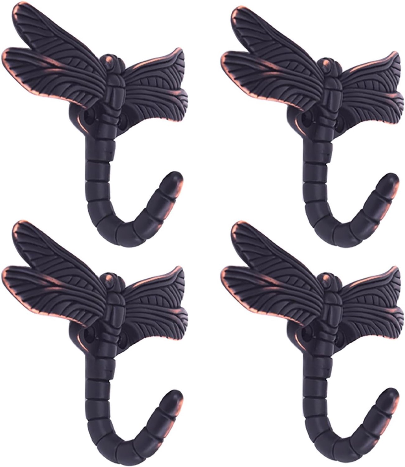 Libelle haken voor jas, gewaad, handdoek, oliegewreven, brons