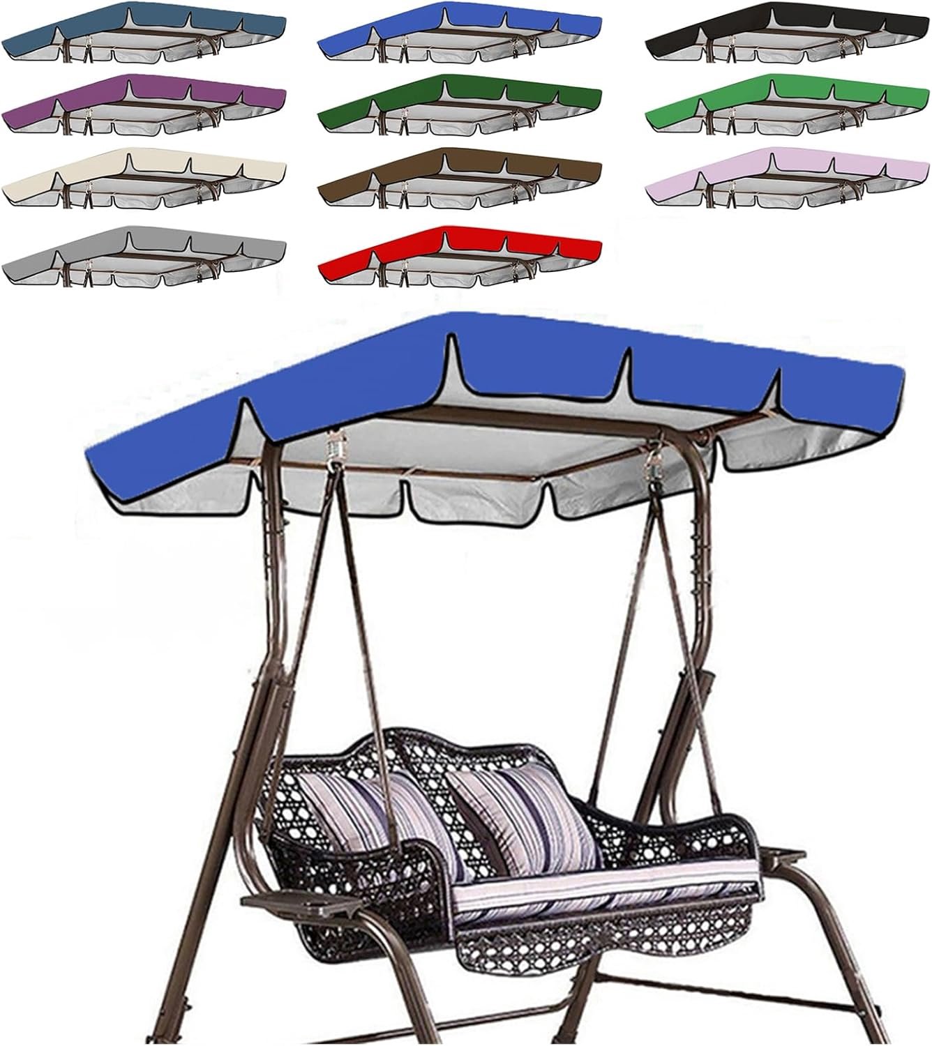 Schommelbank, vervangend dak, scheurvast, waterdicht dak voor tuinschommel, polyesterdoek, stofdicht, waterdicht, uv-bescherming (190 x 132 x 15 cm, H)