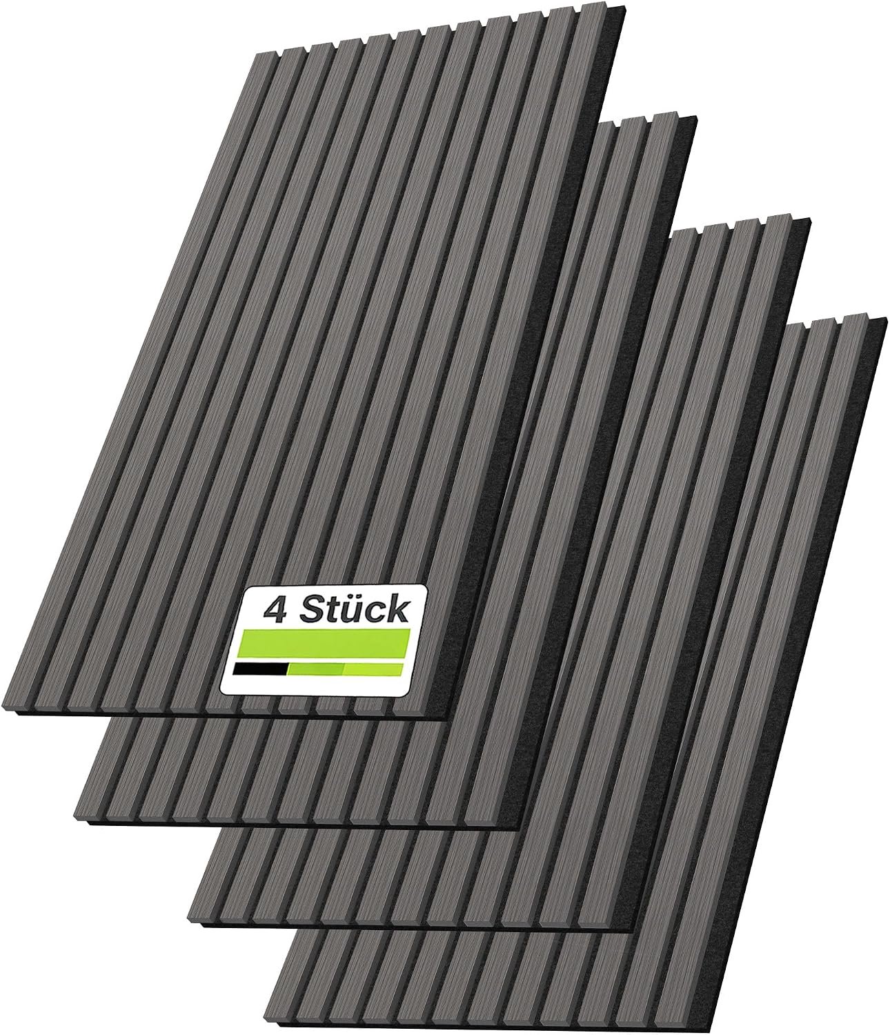 Set van 4 akoestische panelen, hout, geluidsabsorberende wandbekleding, zelfklevend, 120 x 60 cm, set met patroon, houten wandpaneel op akoestisch vilt, lamellenwand voor woonkamer, kantoor,