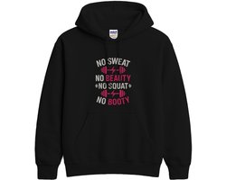 Fitness Hoodie – NO SWEAT NO BEAUTY NO SQUAT NO BOOTY – Sport Outfit – Unisex Hoodie voor Dames & Heren – Motivatie Cadeau